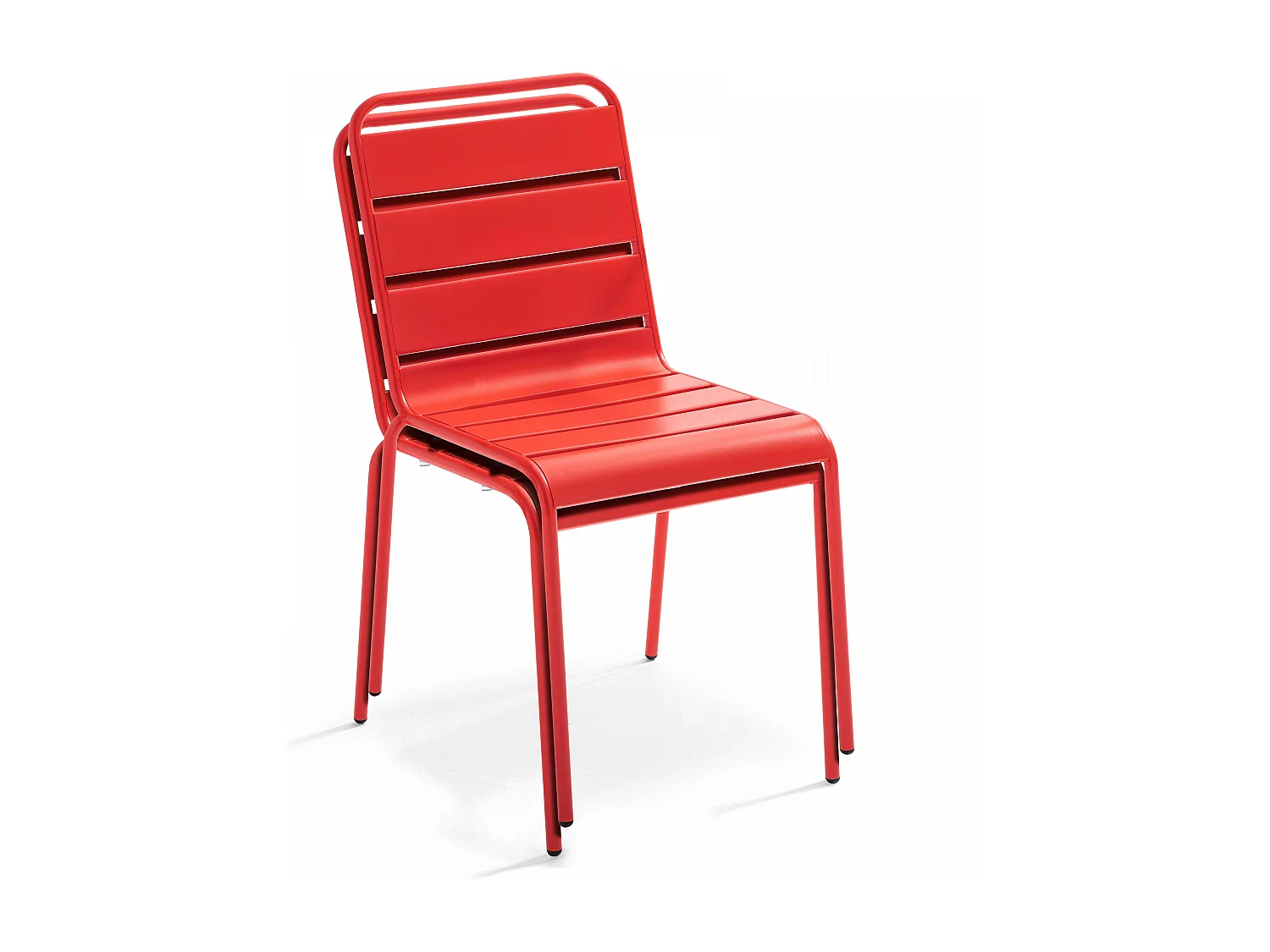 Ensemble table de jardin ronde et 4 chaises rouge - Palavas