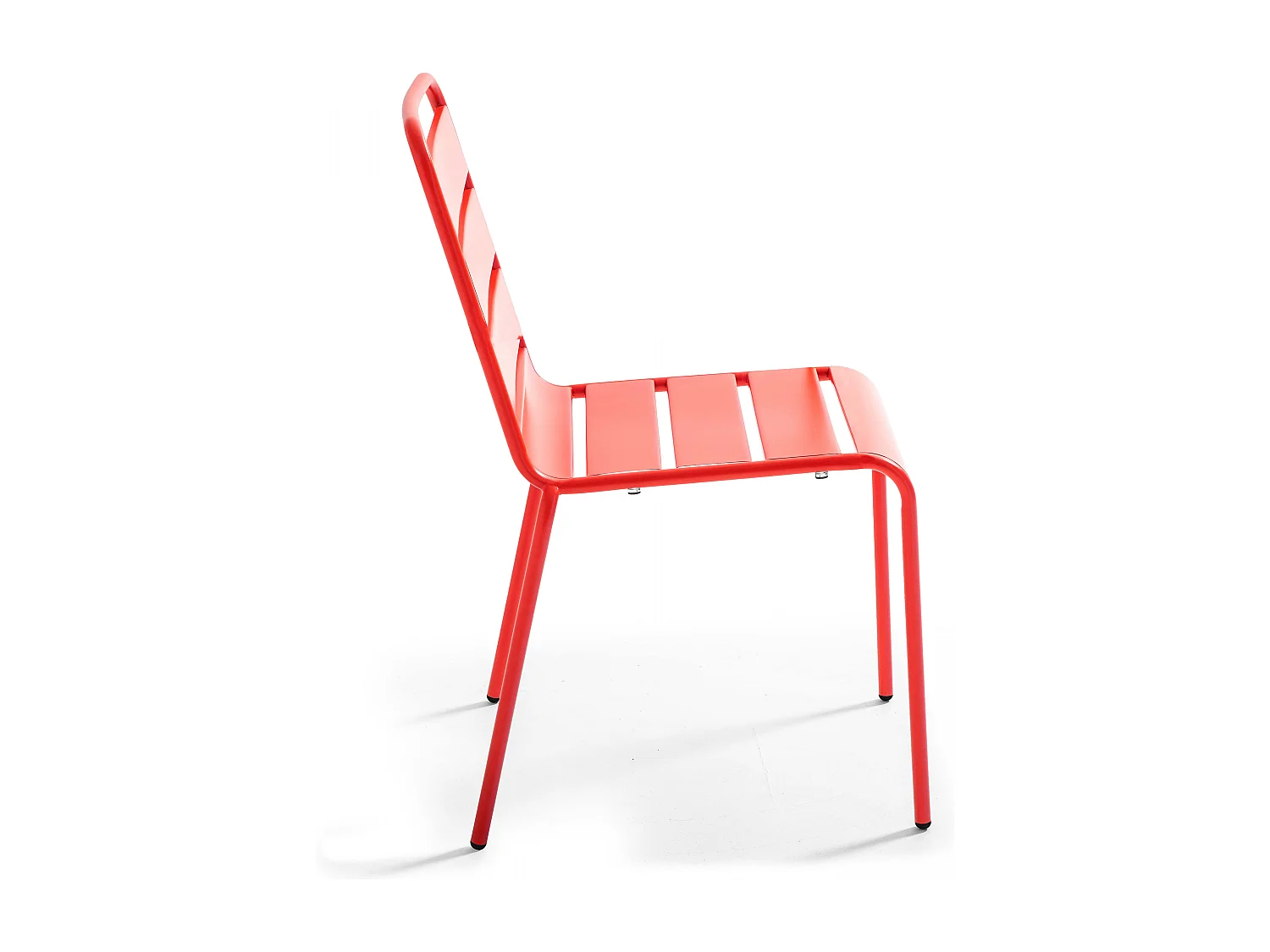 Ensemble table de jardin ronde et 4 chaises rouge - Palavas
