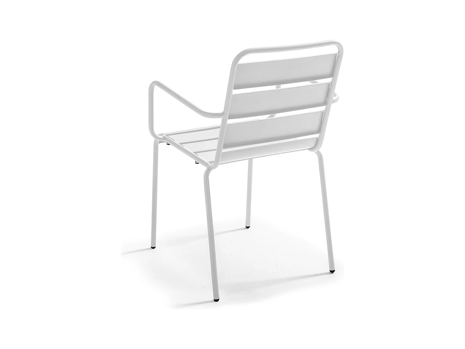 Ensemble table de terrasse stratifié marbre beige et 2 fauteuils blanc