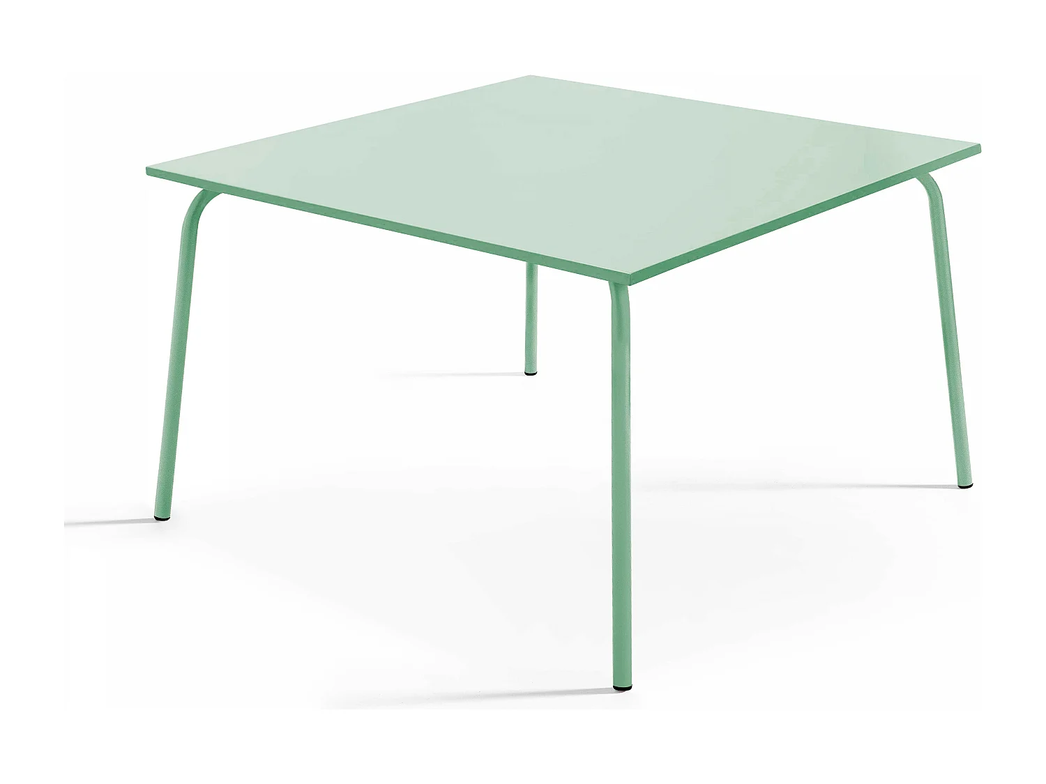 Ensemble table de jardin carrée et 8 fauteuils en métal vert sauge - Palavas