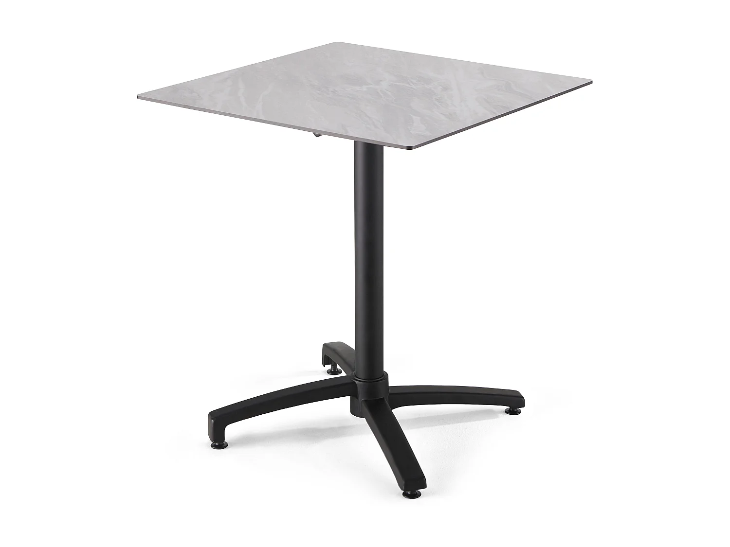 Ensemble table de terrasse stratifié marbre et 2 fauteuils gris