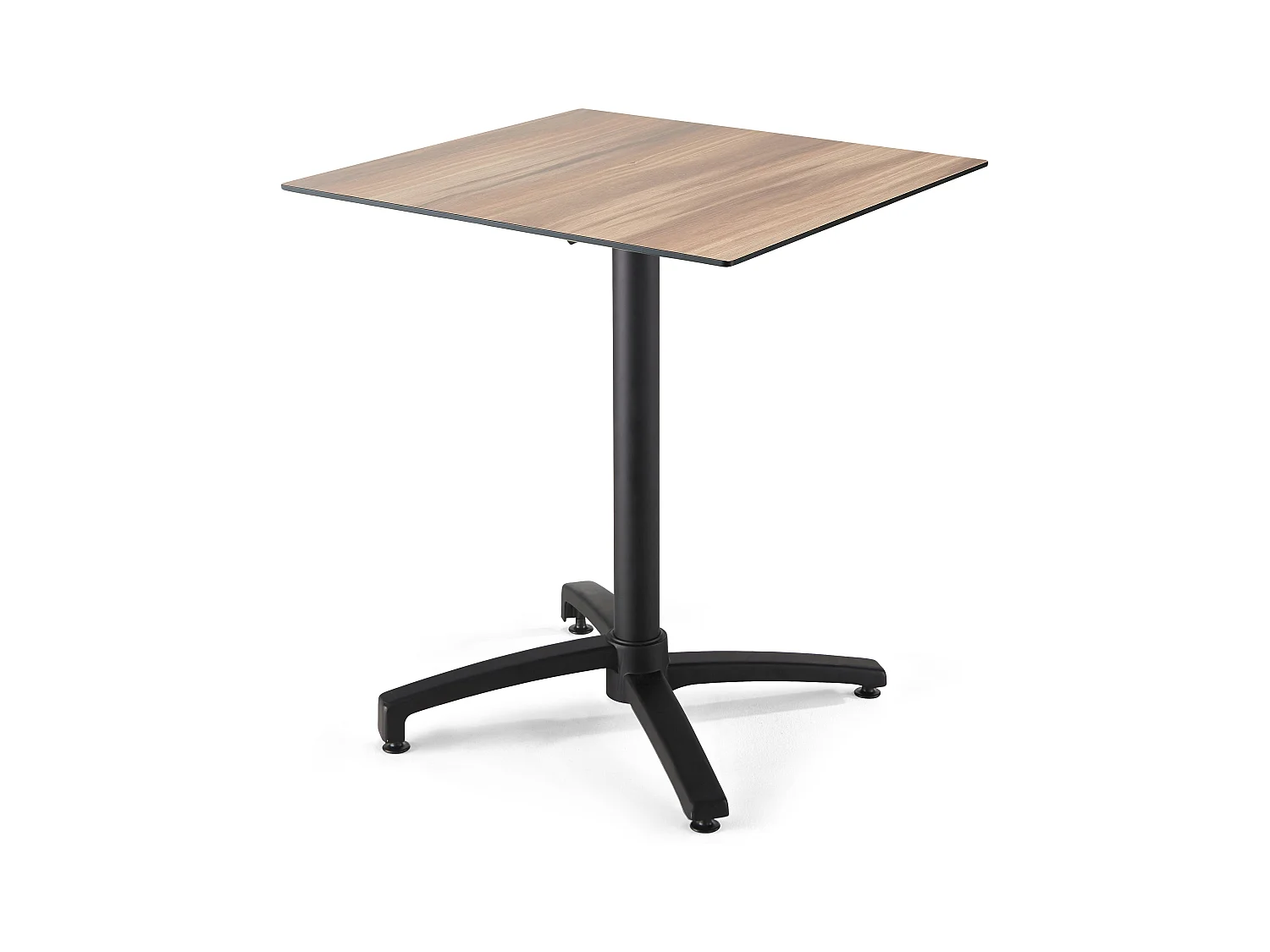 Een donker eikenhouten gelamineerde tuinset en 2 grijze fauteuils