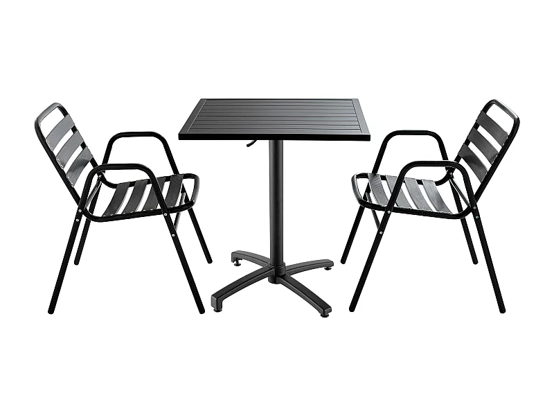 Tuinbistroset met 2 stoelen van grijs aluminium