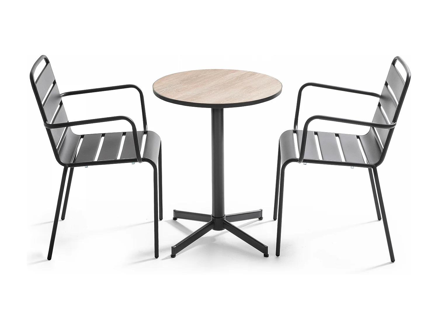 Ensemble table de jardin en acier et céramique avec 2 fauteuils - Tivoli