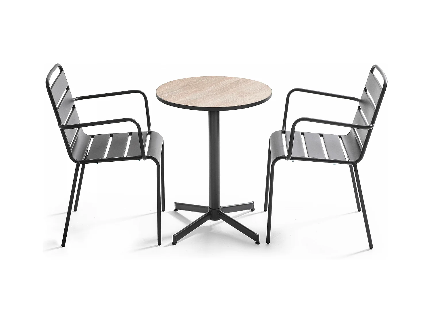 Ensemble table de jardin en acier et céramique avec 2 fauteuils - Tivoli