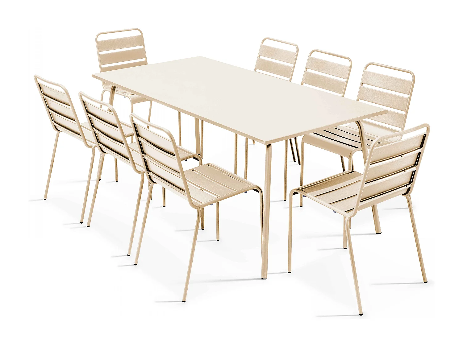 Ensemble table de jardin et 8 chaises en métal ivoire - Palavas