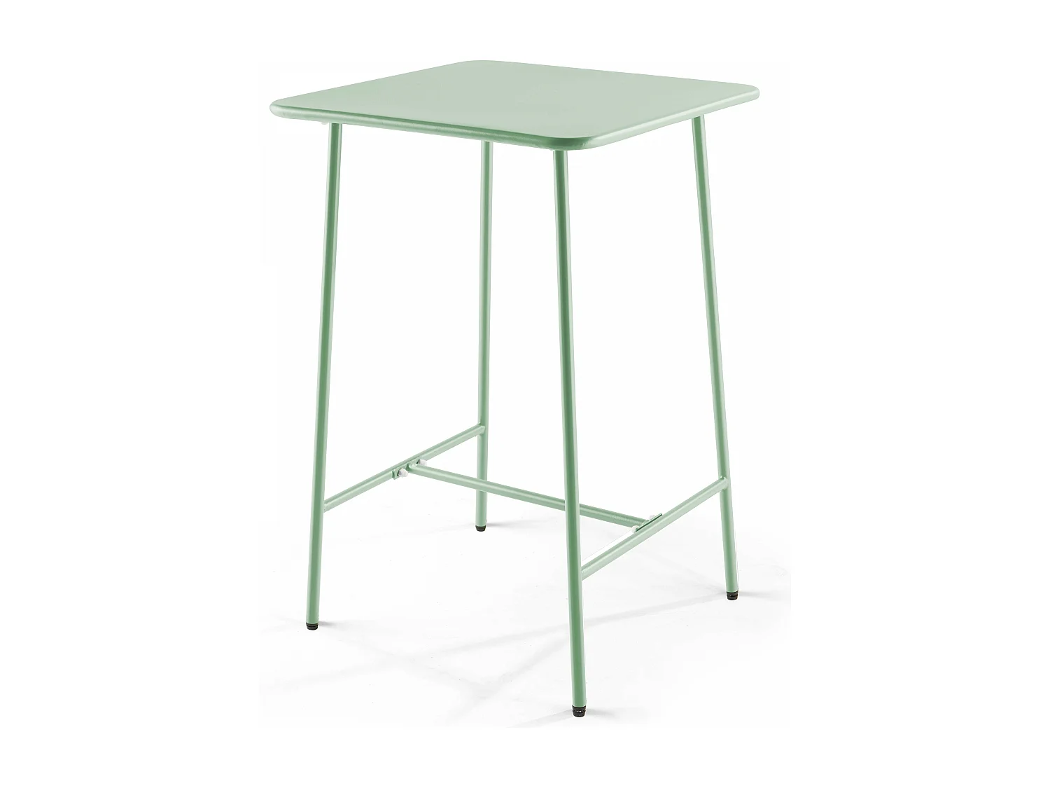 Ensemble table de bar et 4 chaises hautes en métal vert sauge - Palavas
