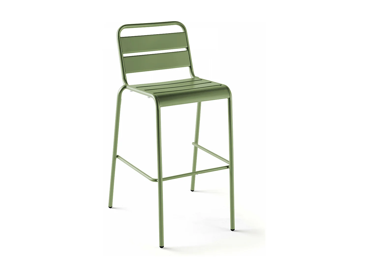 Set bartafel en 4 hoge stoelen van groen cactusmetaal