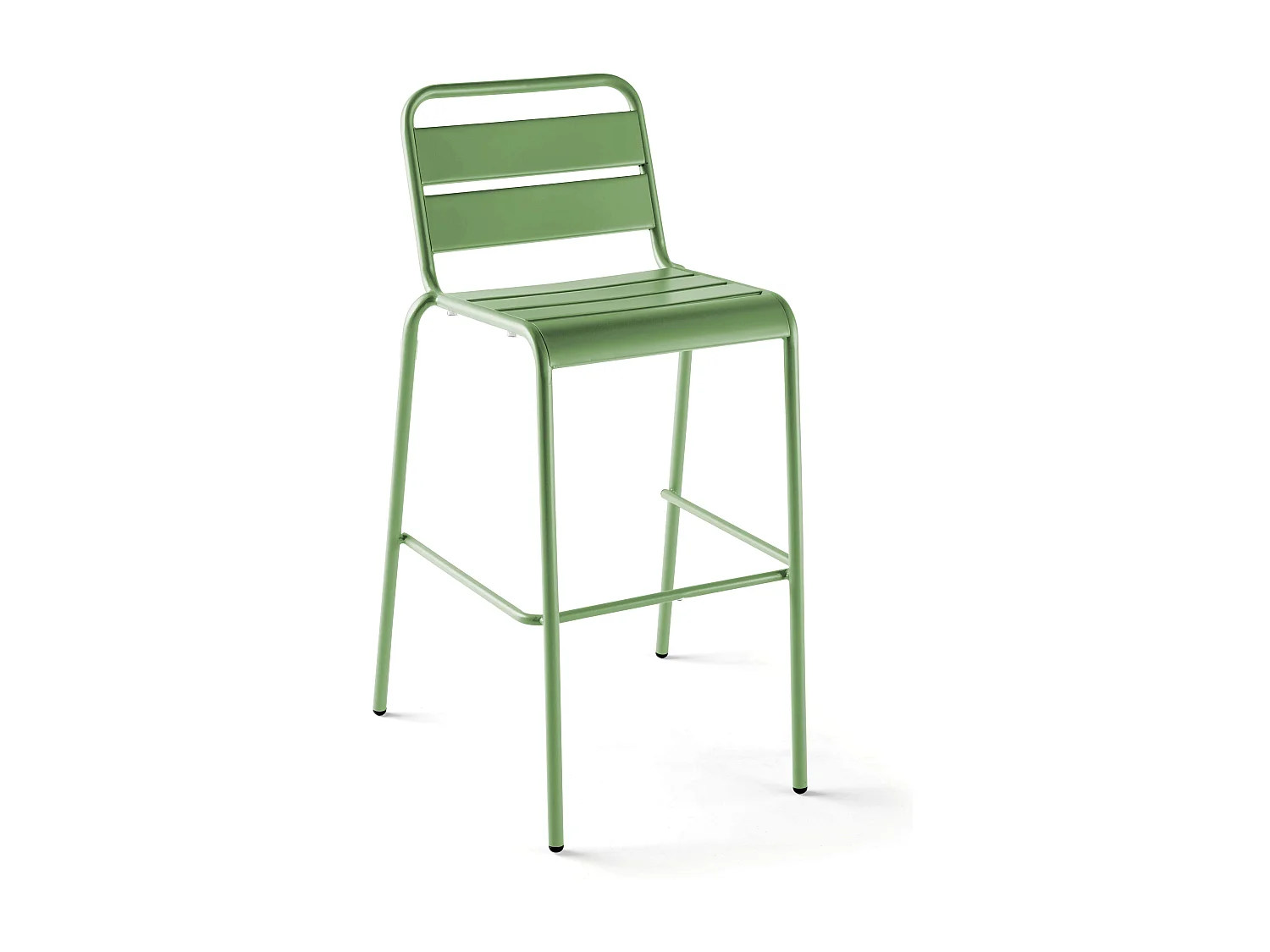 Set bartafel en 4 hoge stoelen van groen cactusmetaal