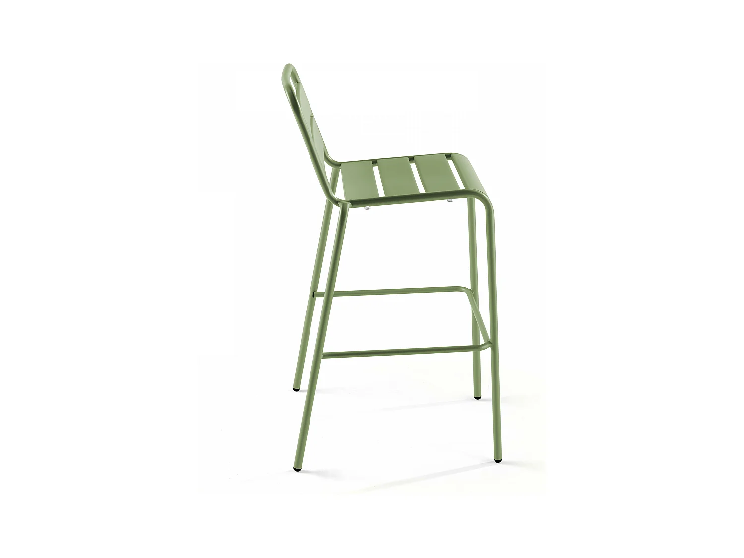 Ensemble table de bar et 4 chaises hautes en métal vert cactus  - Palavas