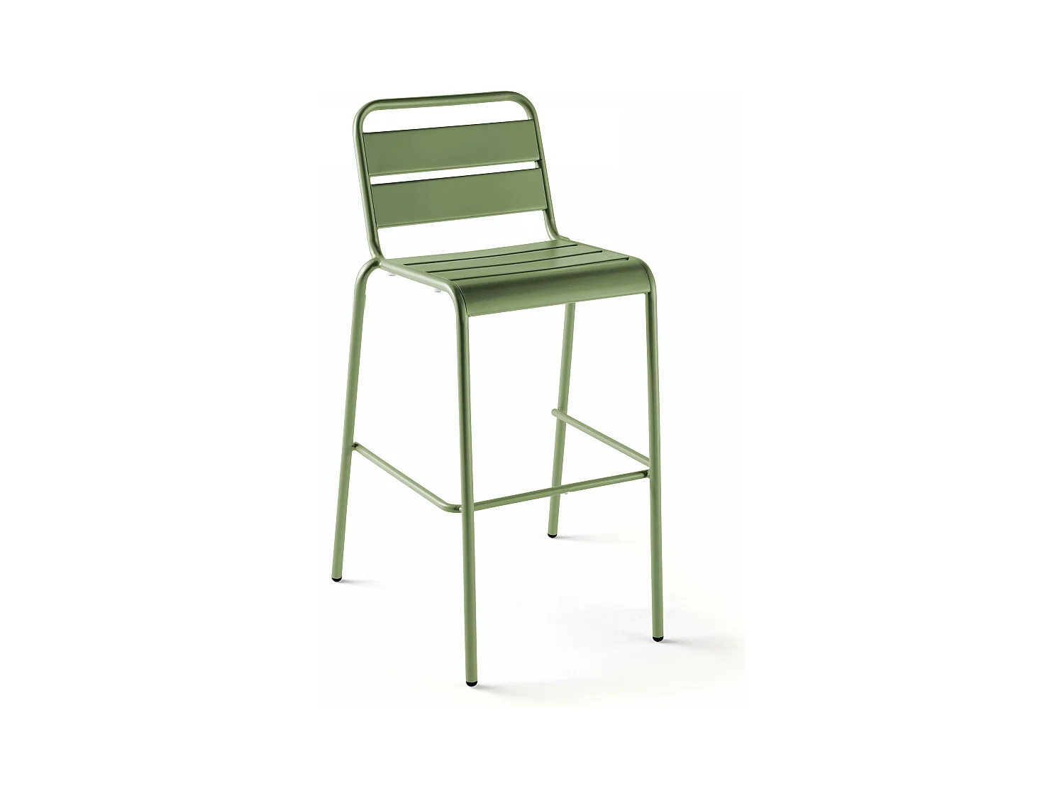 Ensemble table de bar et 4 chaises hautes en métal vert cactus  - Palavas