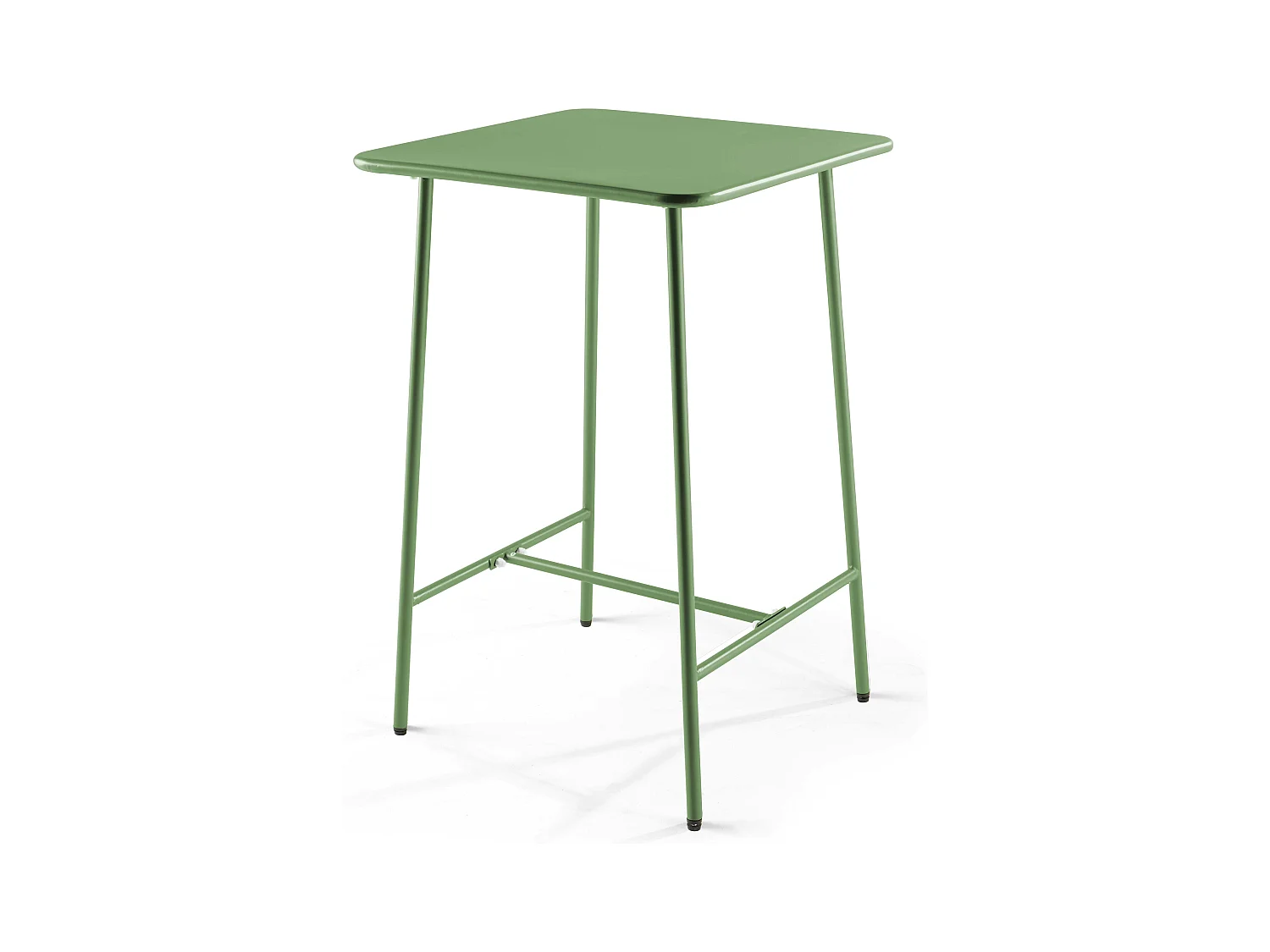 Ensemble table de bar et 4 chaises hautes en métal vert cactus  - Palavas