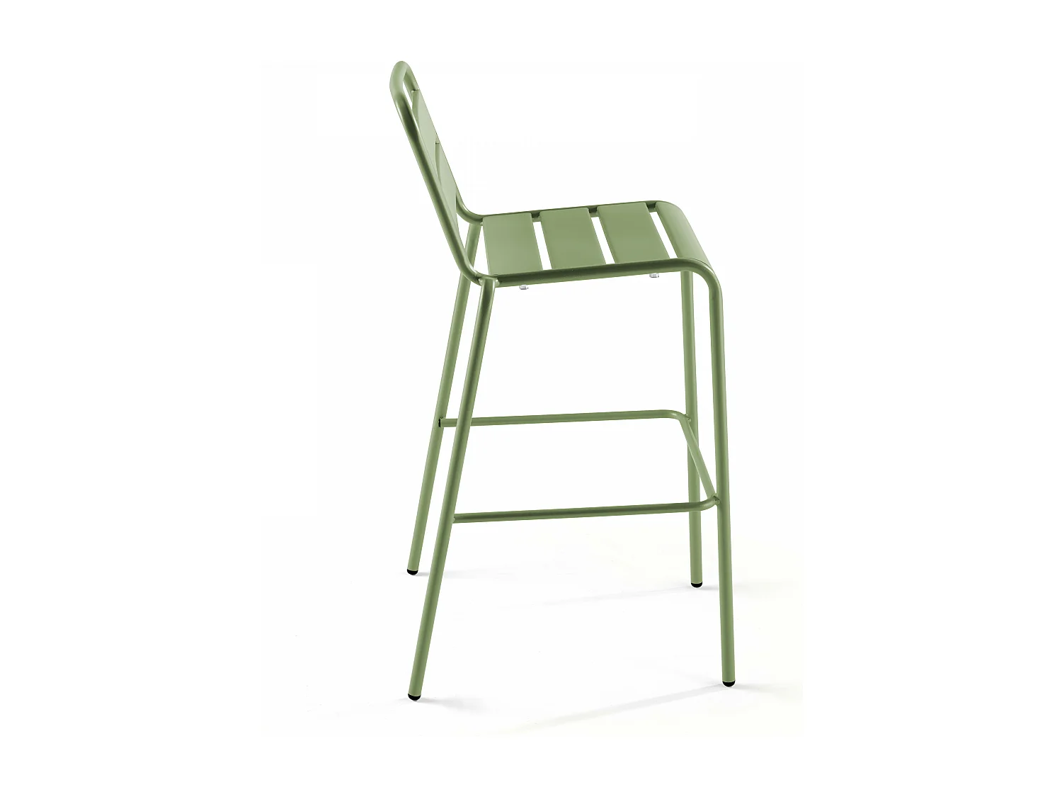 Ensemble table de bar et 4 chaises hautes en métal vert cactus  - Palavas