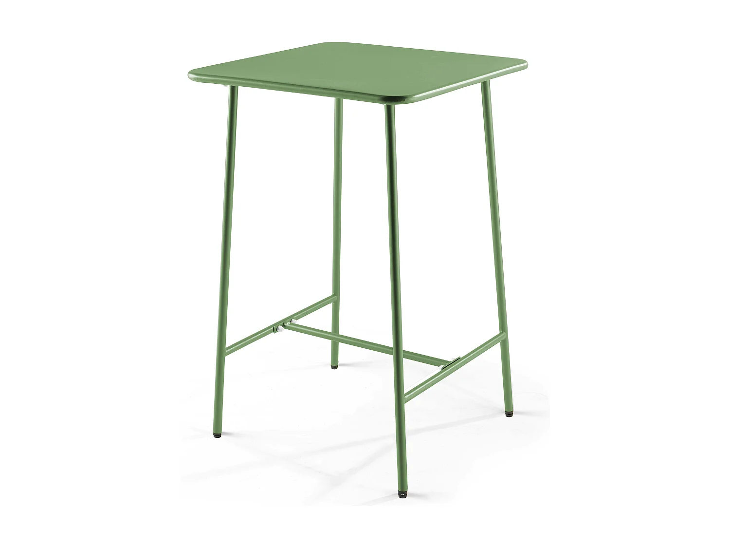 Ensemble table de bar et 4 chaises hautes en métal vert cactus  - Palavas