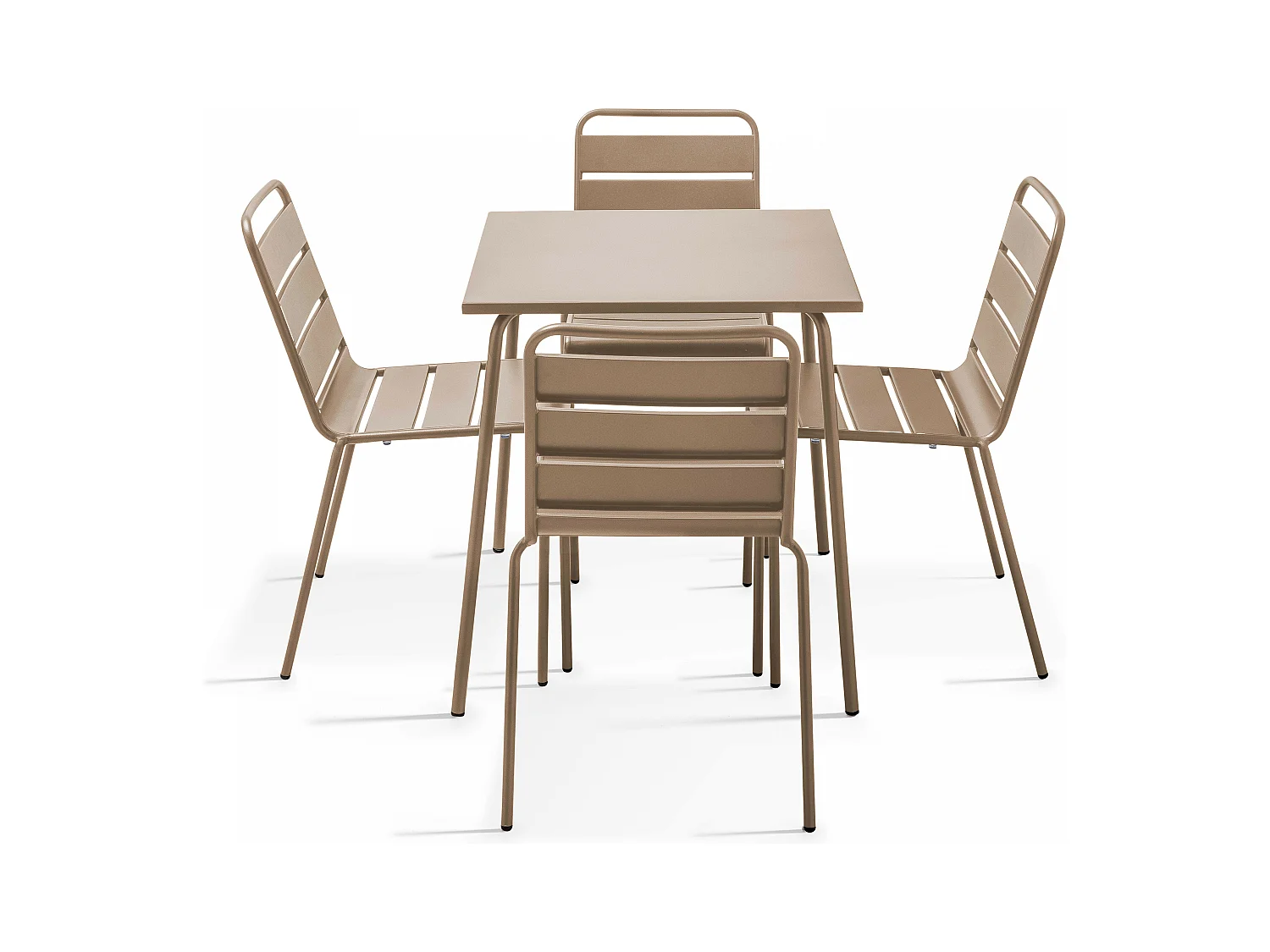 Ensemble table de jardin et 4 chaises en métal taupe - Palavas