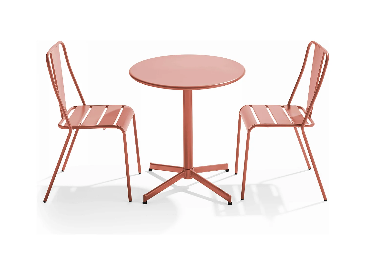 Ensemble table ronde et 2 chaises de jardin bistrot en métal argile - Palavas