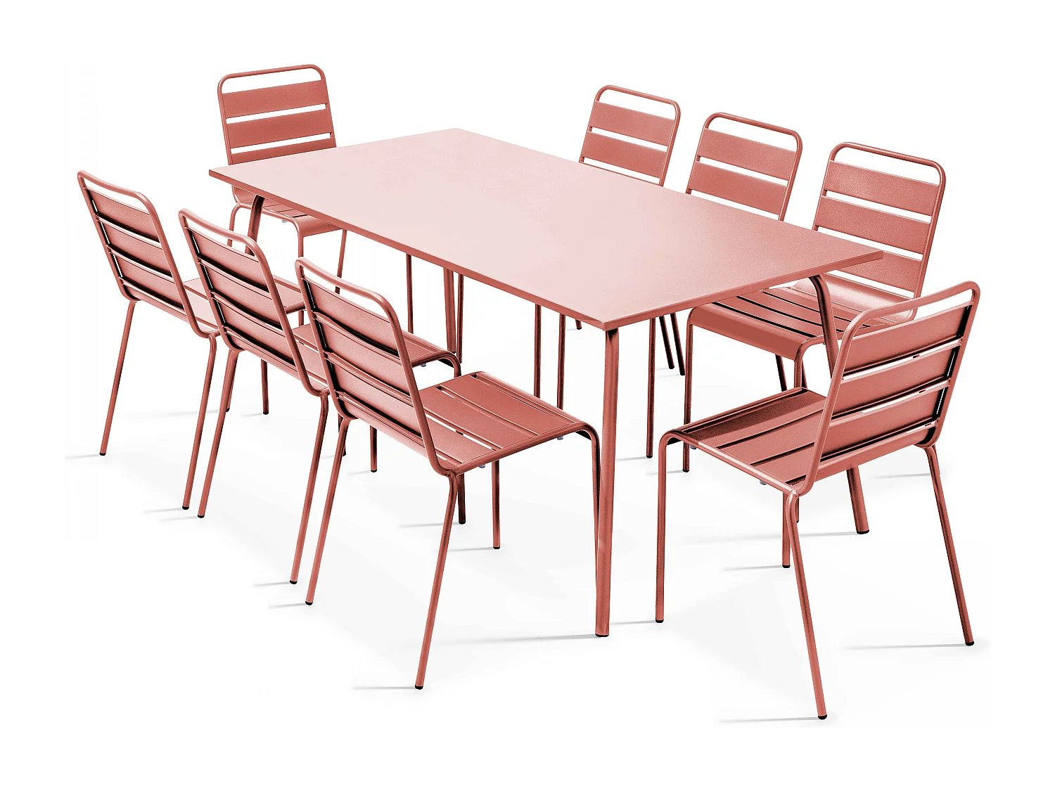 Ensemble table de jardin et 8 chaises en métal argile - Palavas