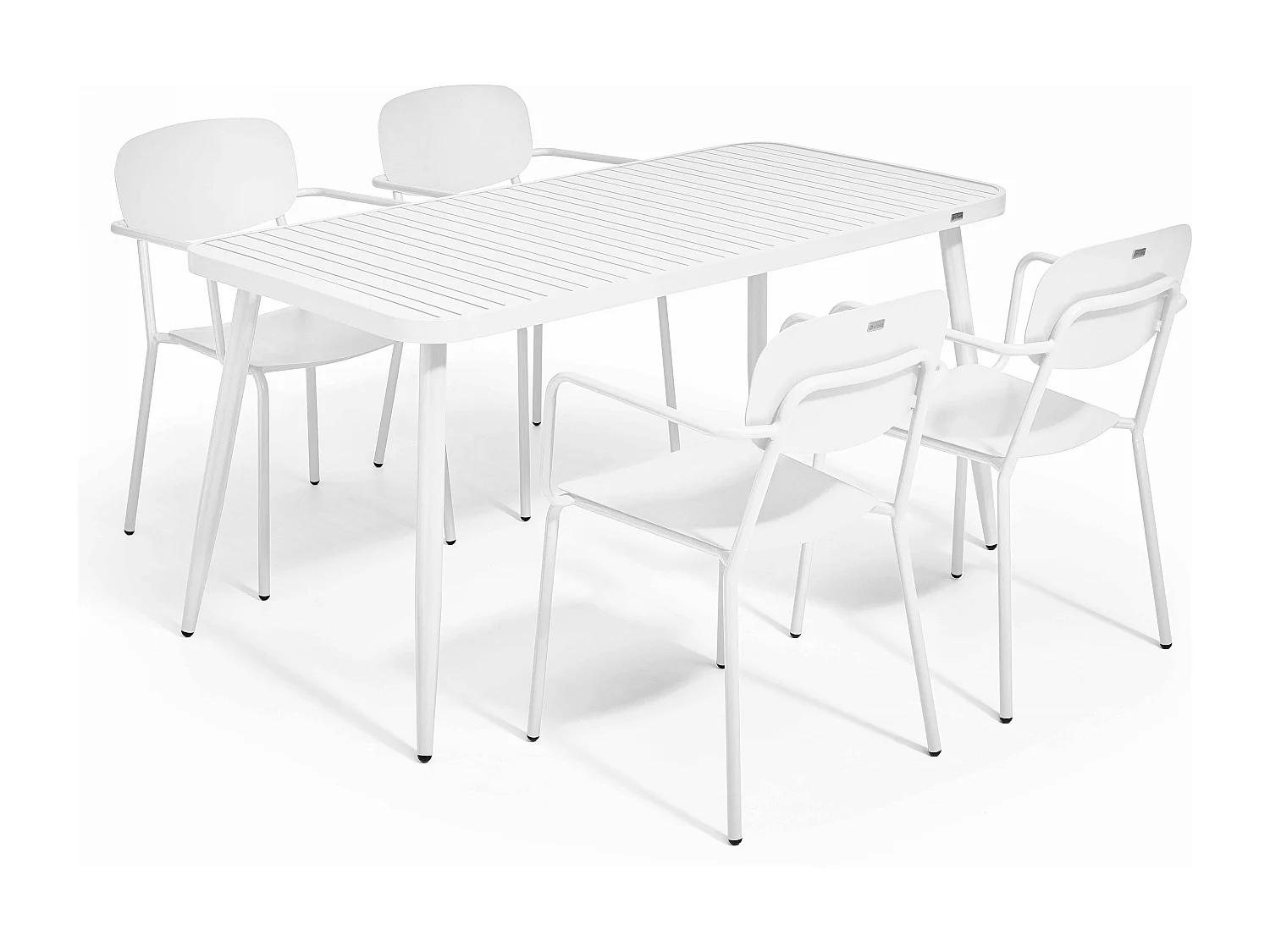 Ensemble table de jardin et 4 fauteuils en aluminium blanc