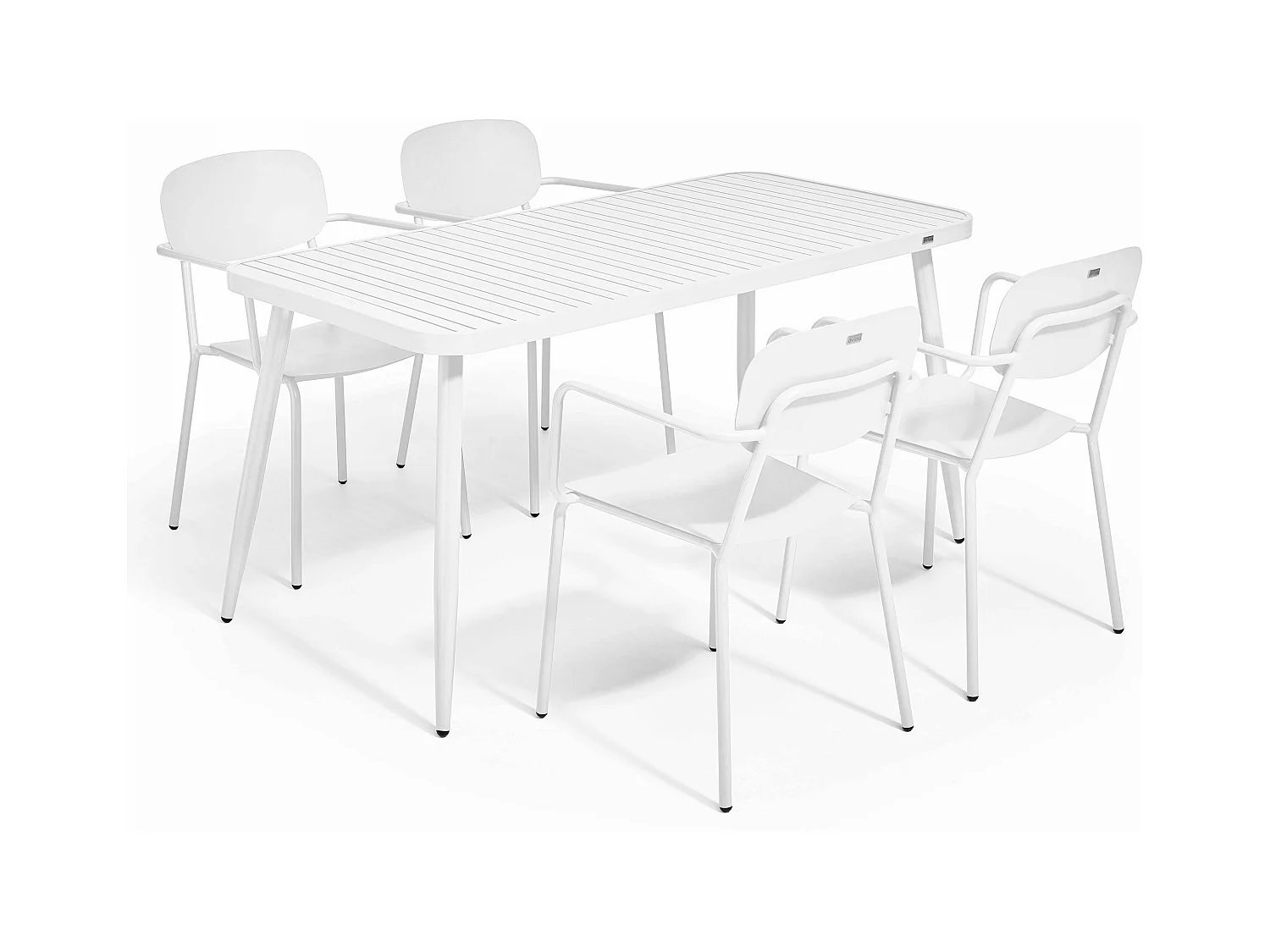Ensemble table de jardin et 4 fauteuils en aluminium blanc
