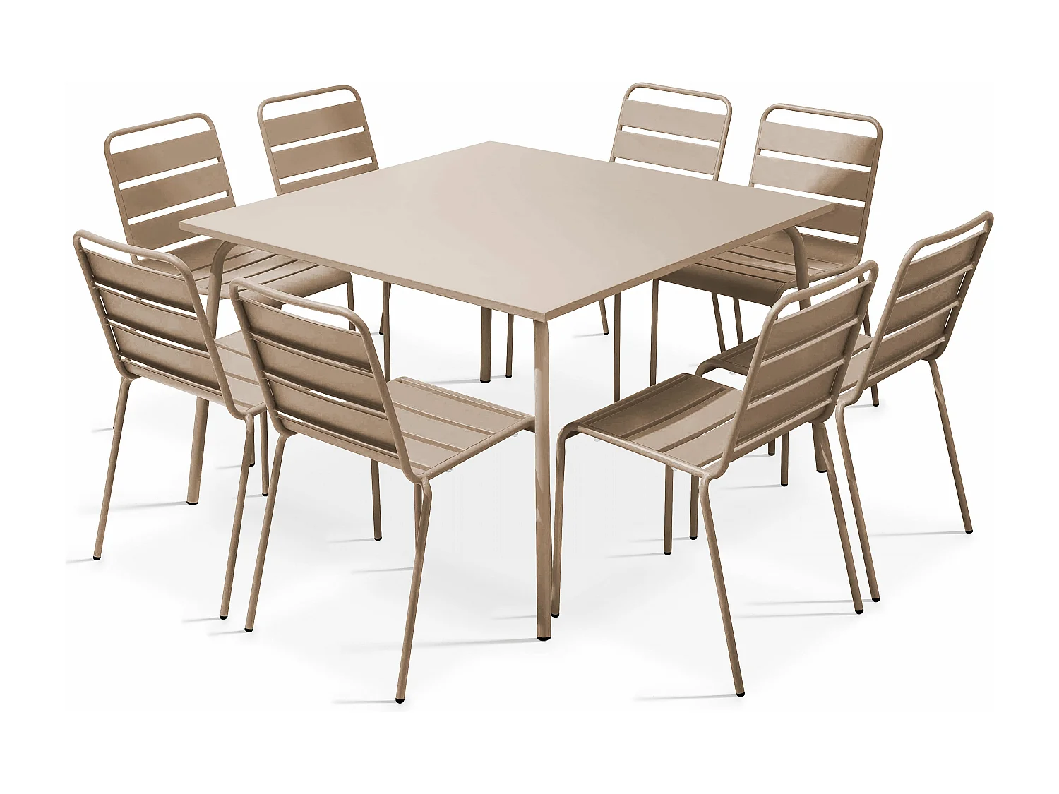 Ensemble table de jardin et 8 chaises en métal taupe - Palavas