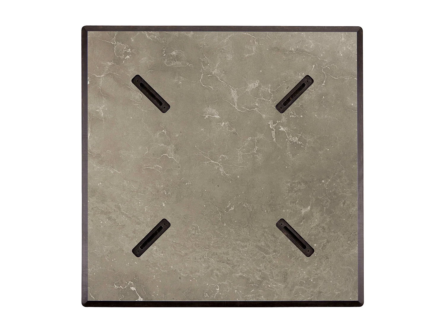 Ensemble table de terrasse stratifié marbre beige et 2 fauteuils gris