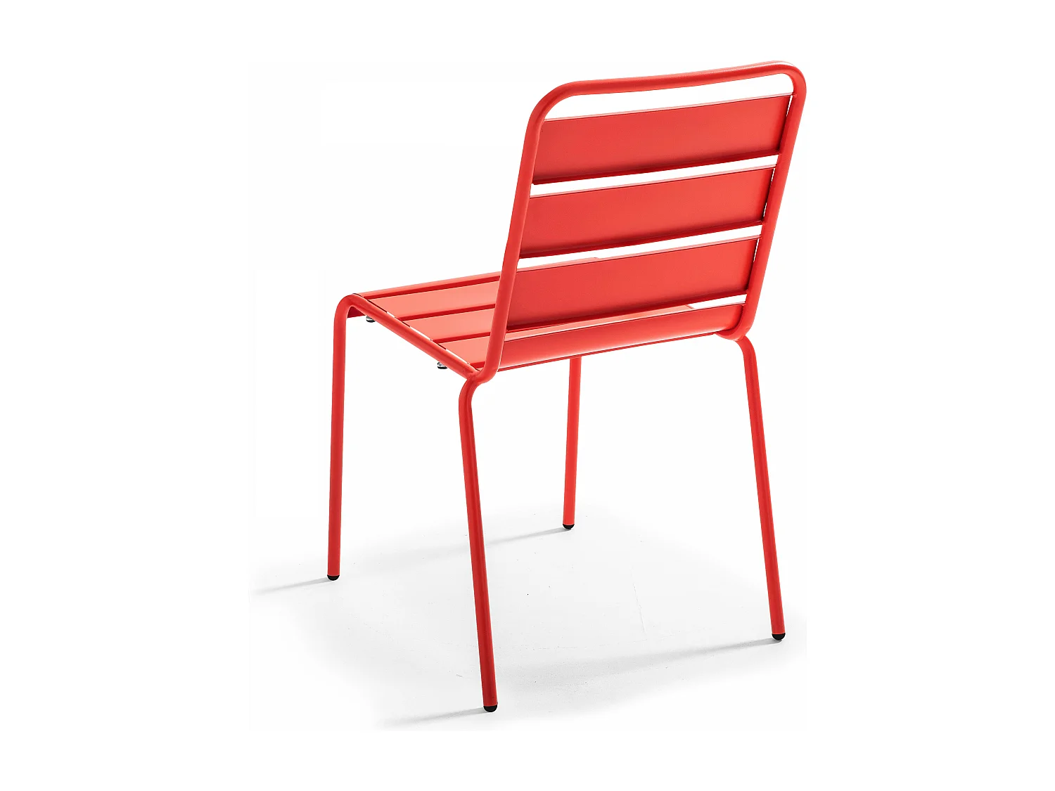 Ensemble table de jardin en métal et 4 chaises rouge - Palavas