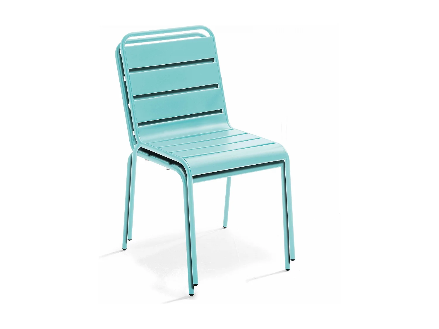 Ensemble table de jardin et 8 chaises en métal turquoise - Palavas