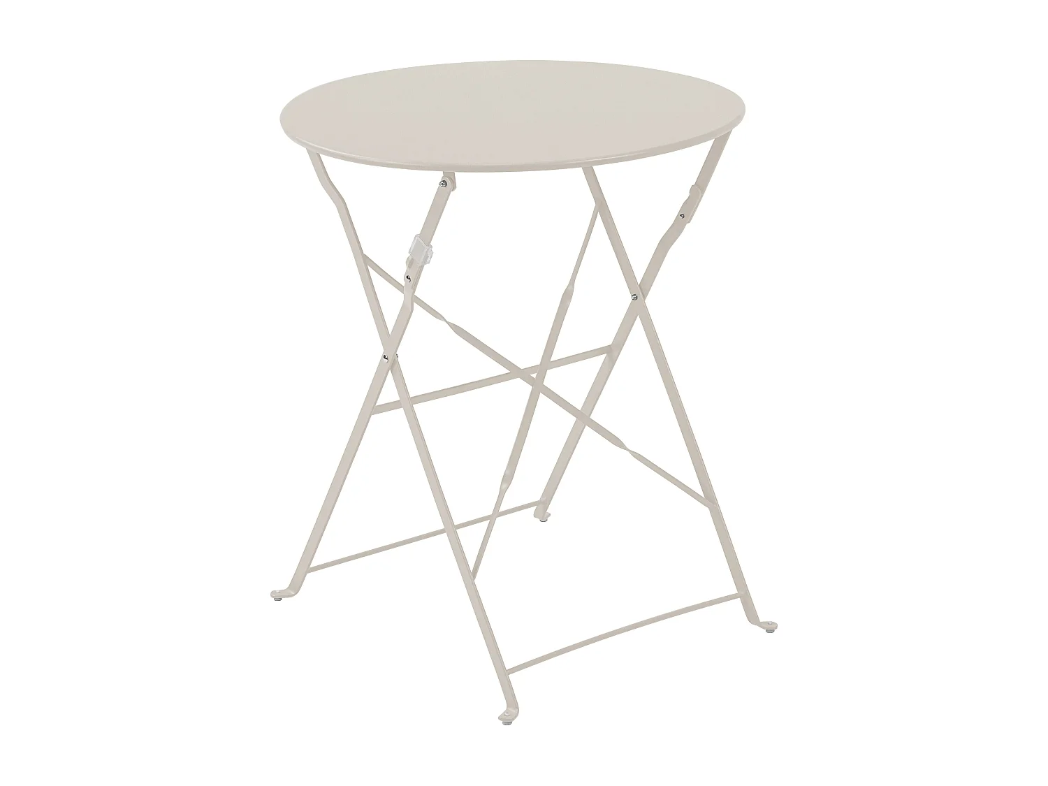 Table de terrasse ronde pliante et 2 chaises pliantes beige clair