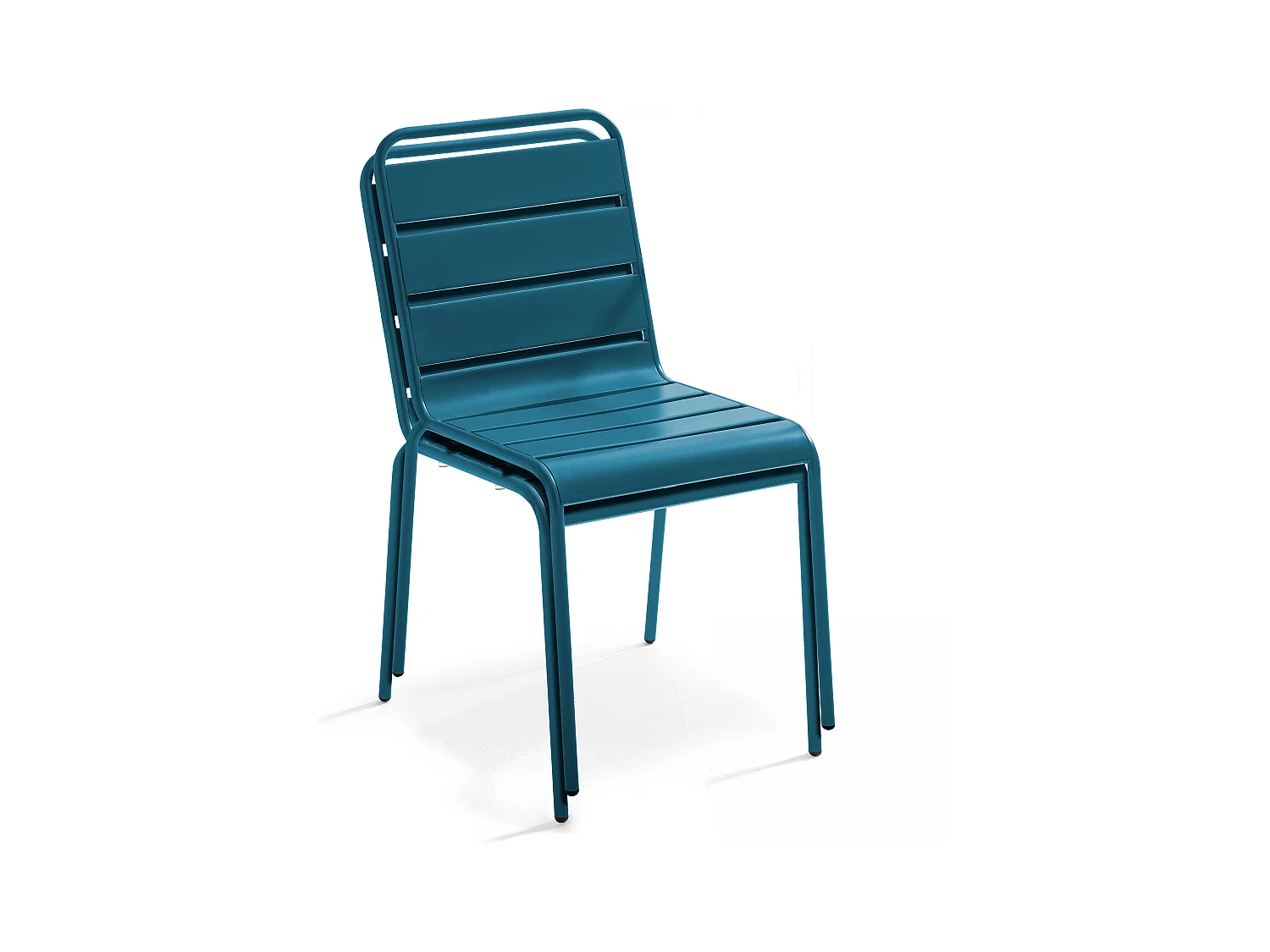 Salon de jardin 2 bancs et 4 chaises en acier bleu pacific - Palavas