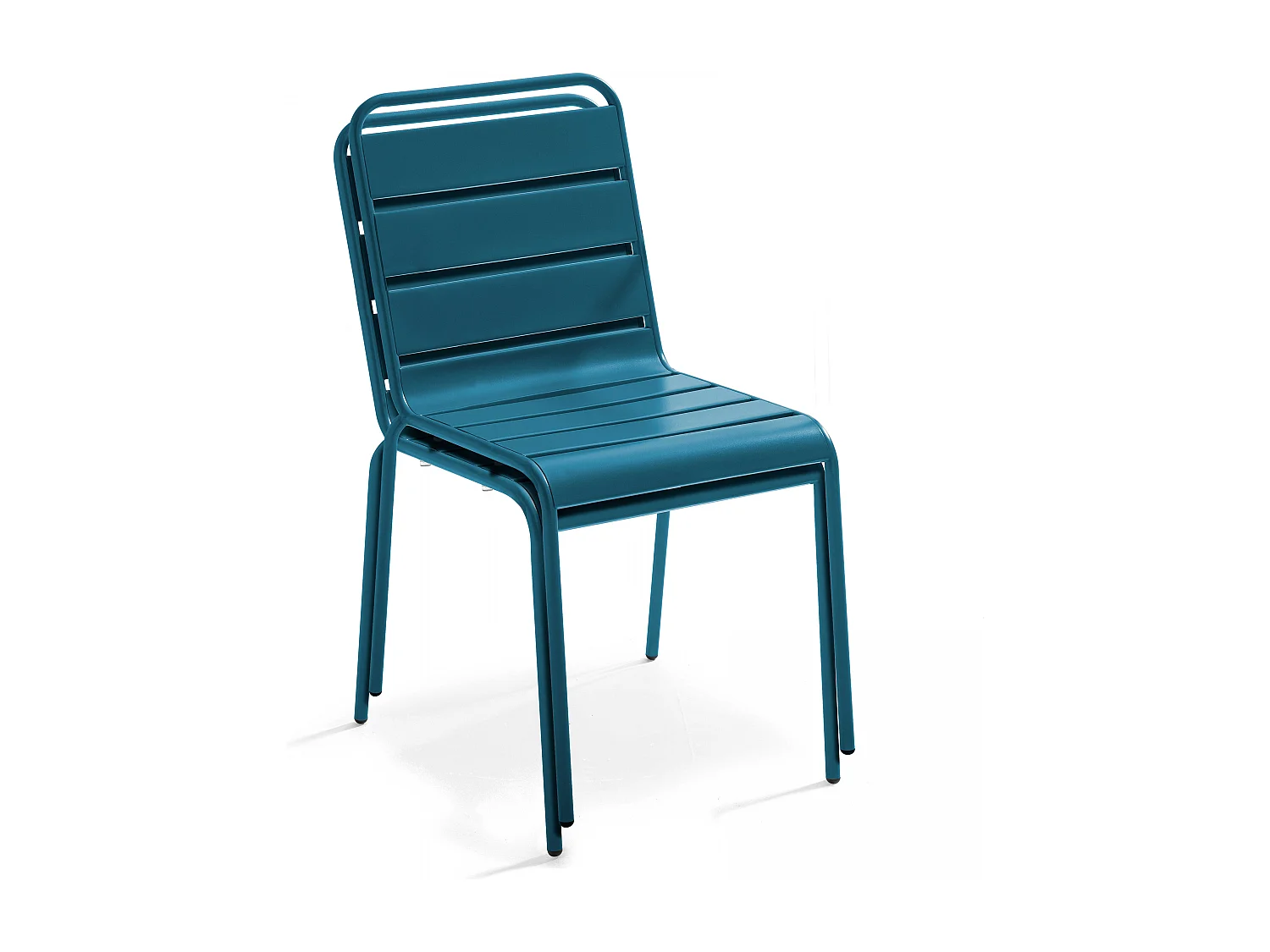 Salon de jardin 2 bancs et 4 chaises en acier bleu pacific - Palavas