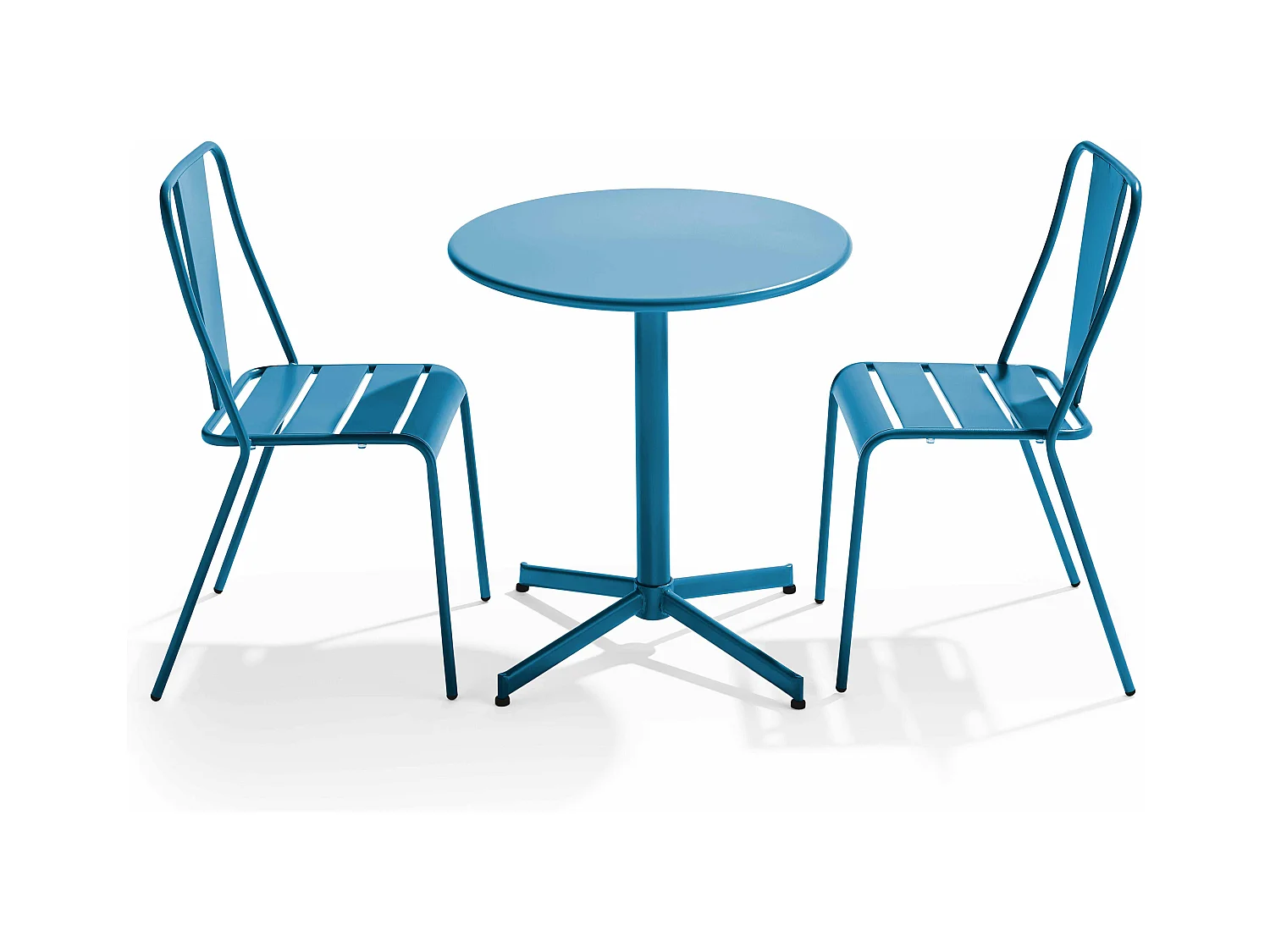 Set ronde tafel en 2 bistro tuinstoelen van metaal Pacific