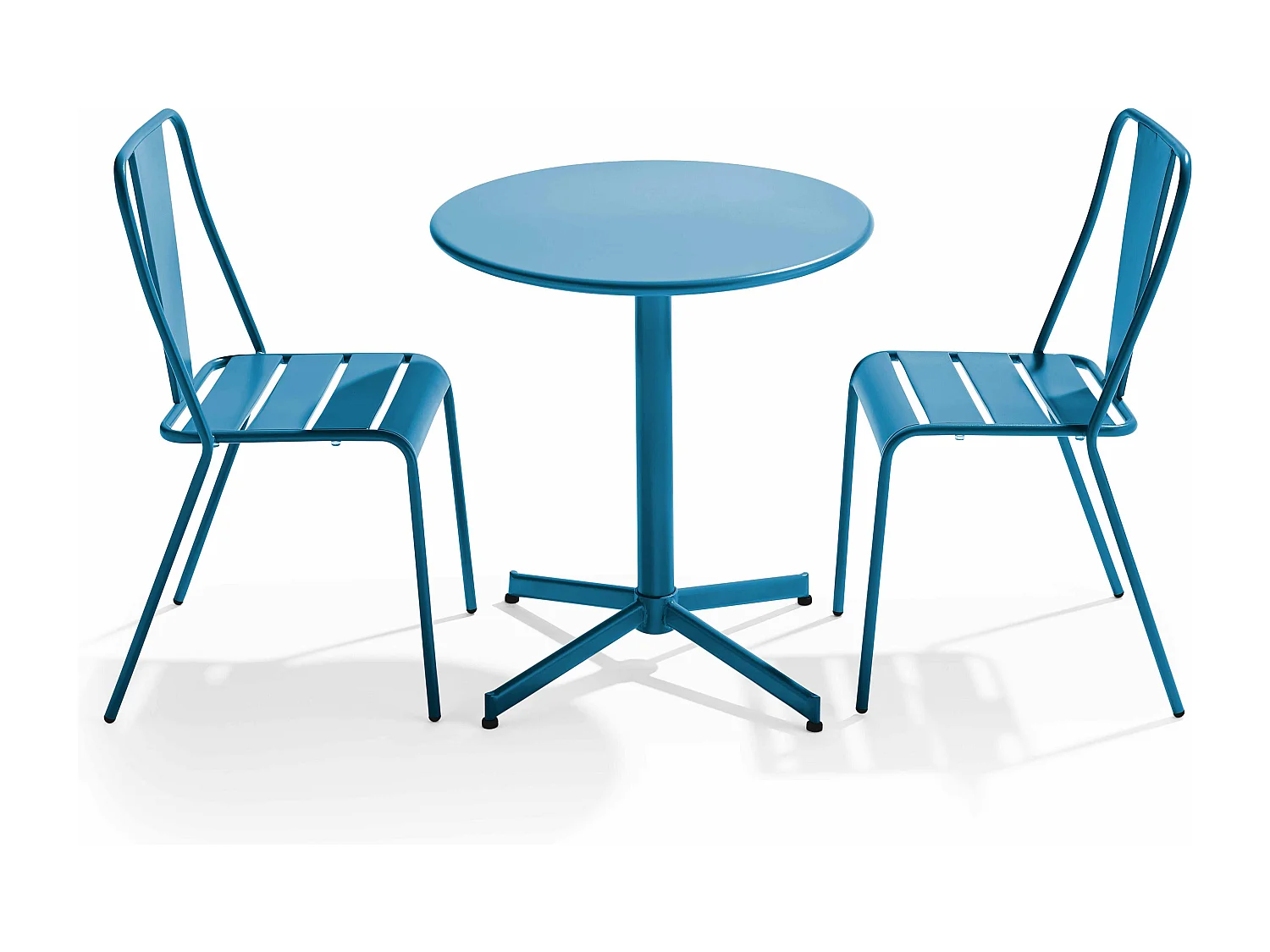 Ensemble table ronde et 2 chaises de jardin bistrot en métal pacific - Palavas