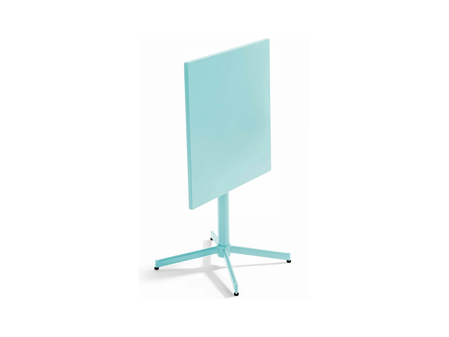 Ensemble table de jardin carrée et 2 chaises métal turquoise - Palavas