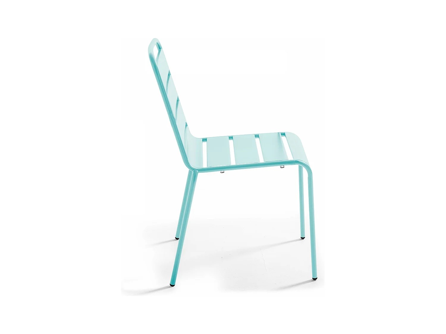 Ensemble table de jardin carrée et 2 chaises métal turquoise - Palavas