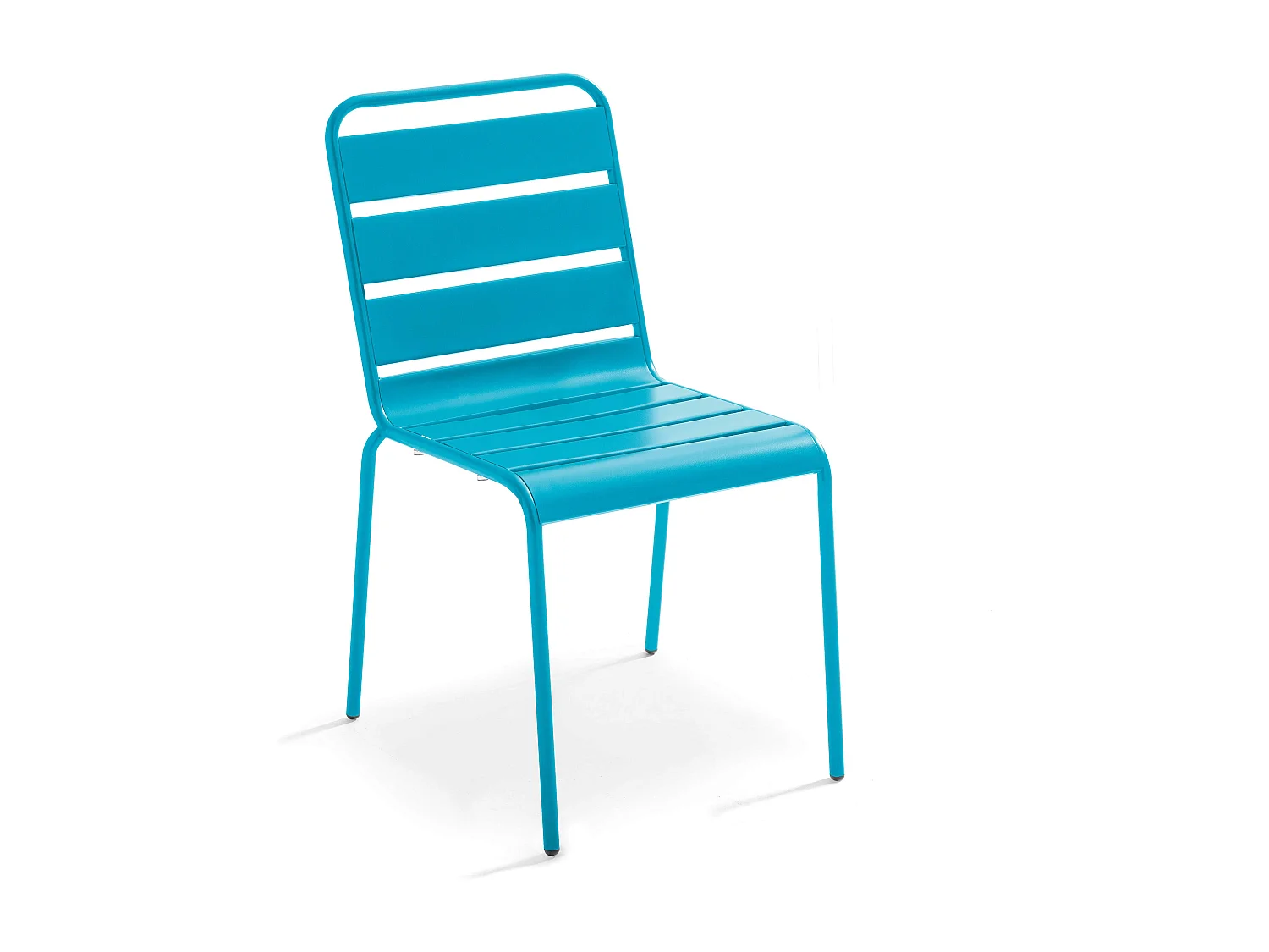 Ensemble table de jardin carrée et 2 chaises métal turquoise - Palavas
