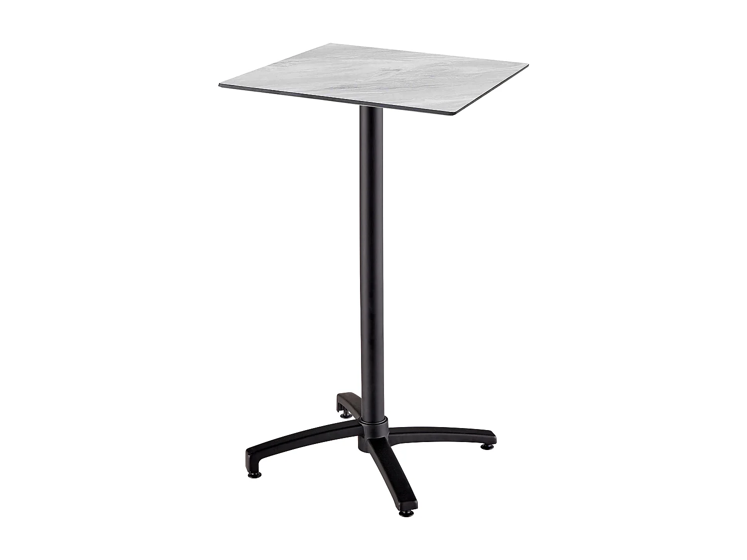 Ensemble table haute stratifié marbre et 2 chaises hautes gris