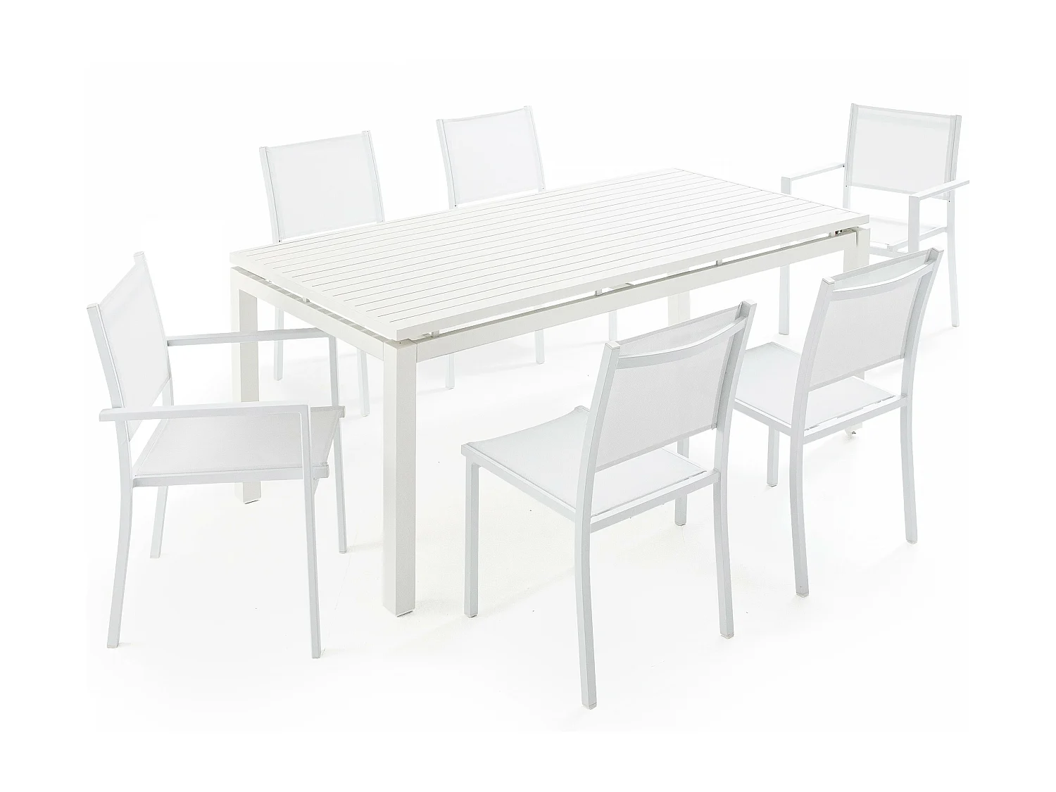 Ensemble table de jardin extensible en aluminium et 8 assises blanc