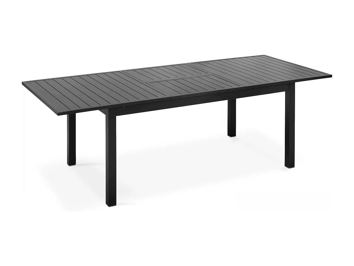 Ensemble table de jardin extensible et 8 fauteuils en aluminium noir