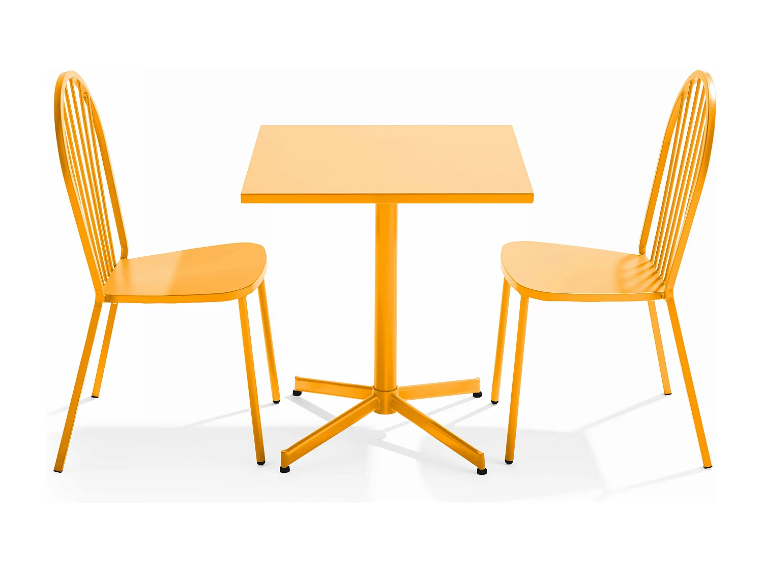 Ensemble table carrée de jardin inclinable et 2 chaises jaune - Palavas