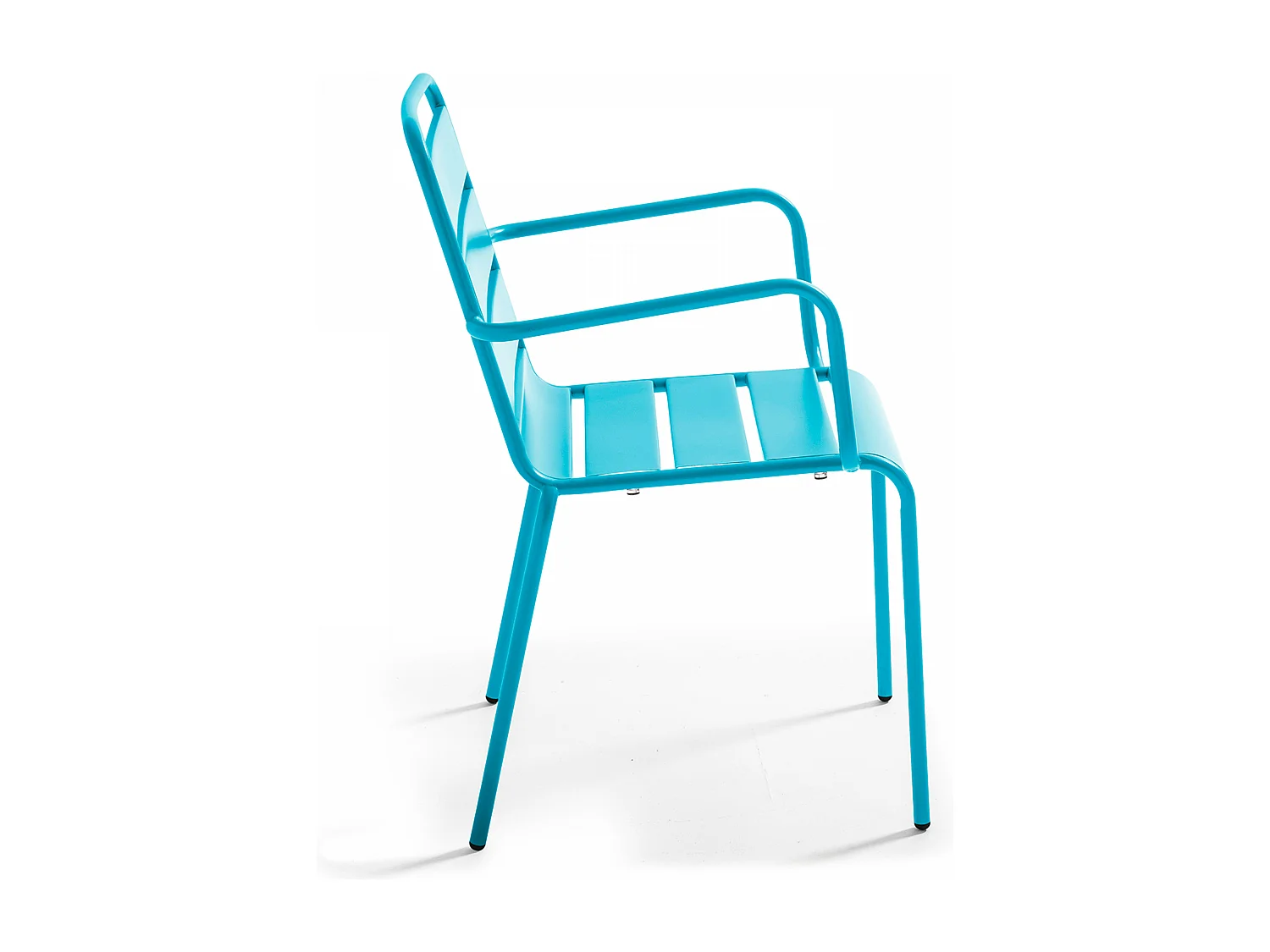 Ensemble table de jardin carrée et 2 fauteuils acier bleu - Palavas