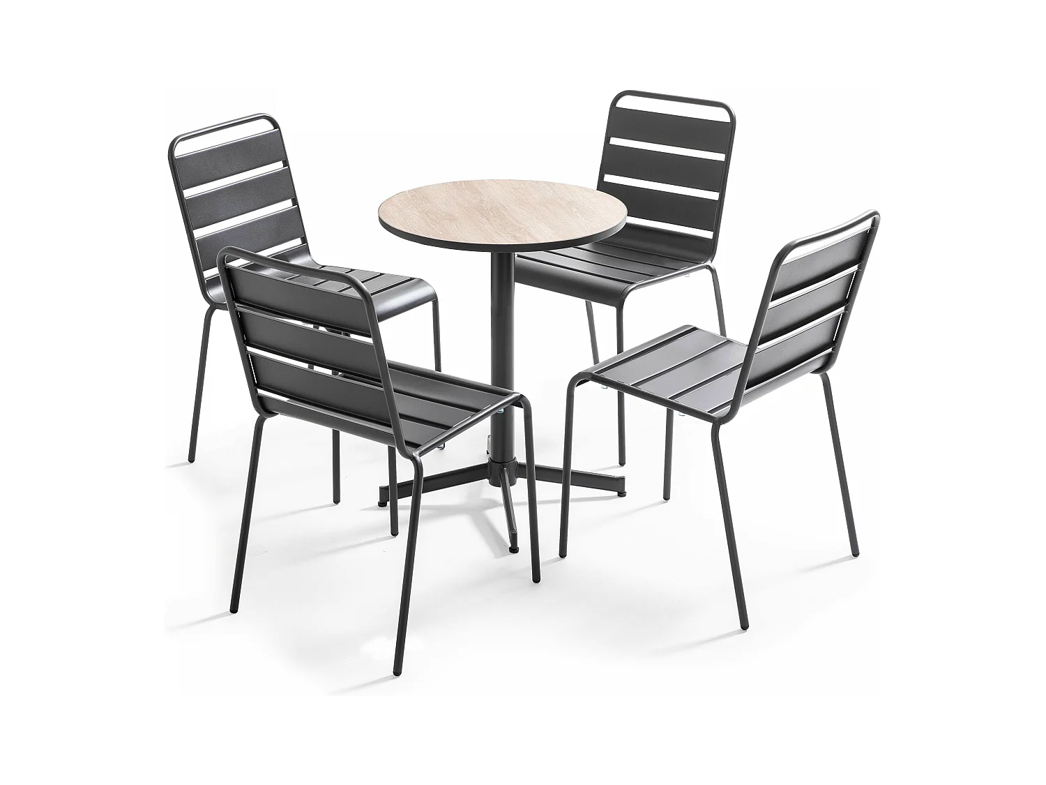Ensemble de terrasse table ronde bois et 4 chaises  - Tivoli