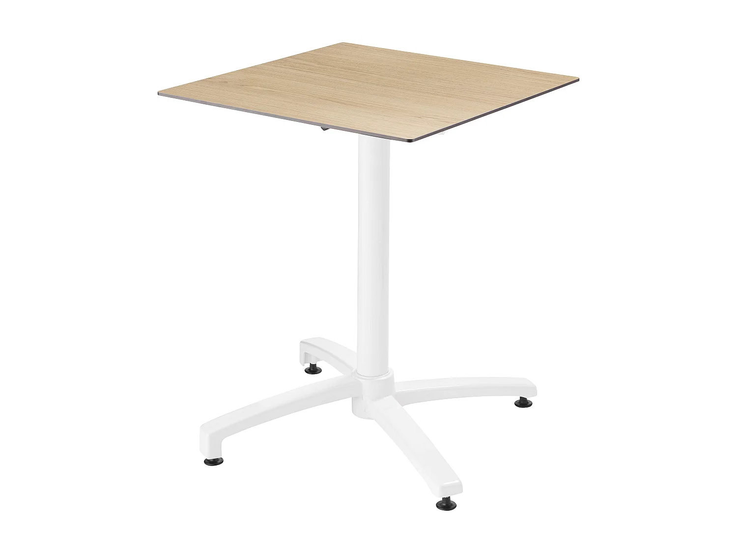 Een eikenhouten gelamineerde tuinset en 2 grijze fauteuils