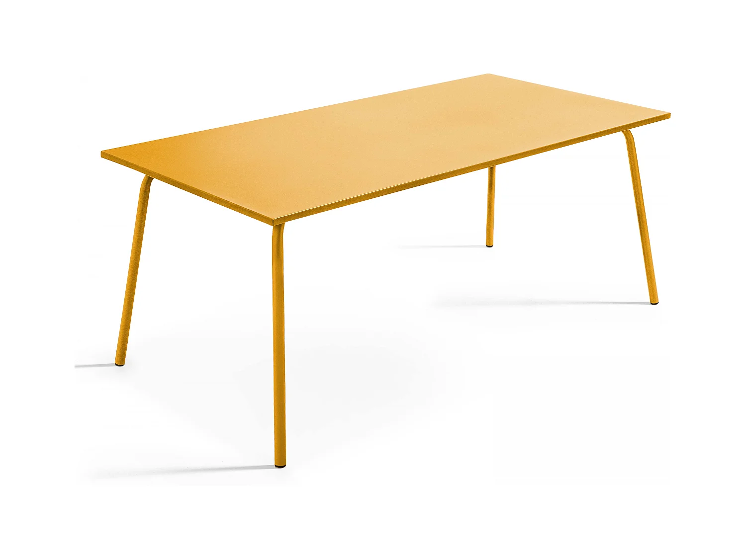 Ensemble table de jardin et 6 fauteuils en métal jaune - Palavas