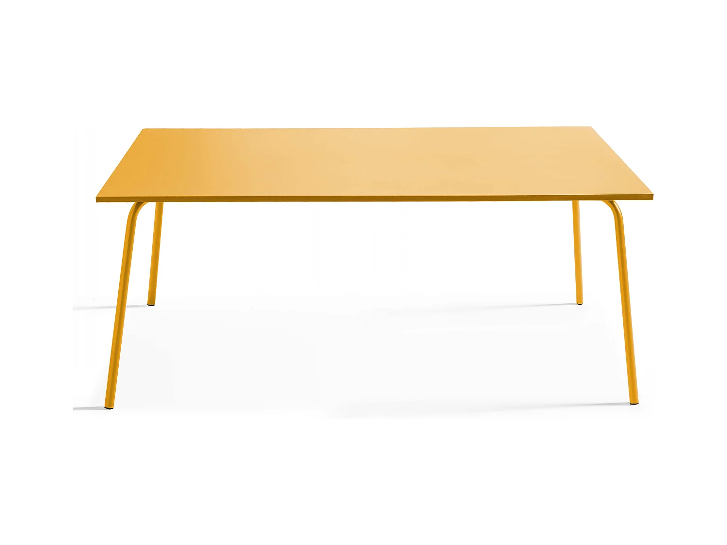 Ensemble table de jardin et 6 fauteuils en métal jaune - Palavas