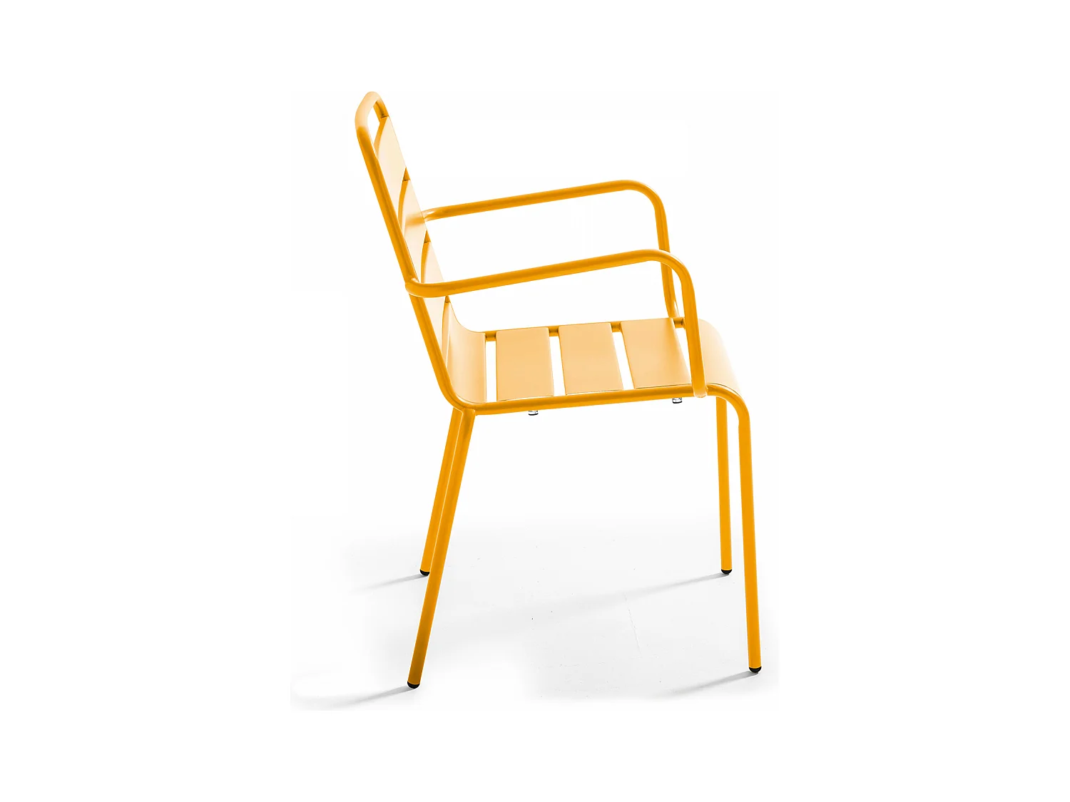 Ensemble table de jardin et 6 fauteuils en métal jaune - Palavas