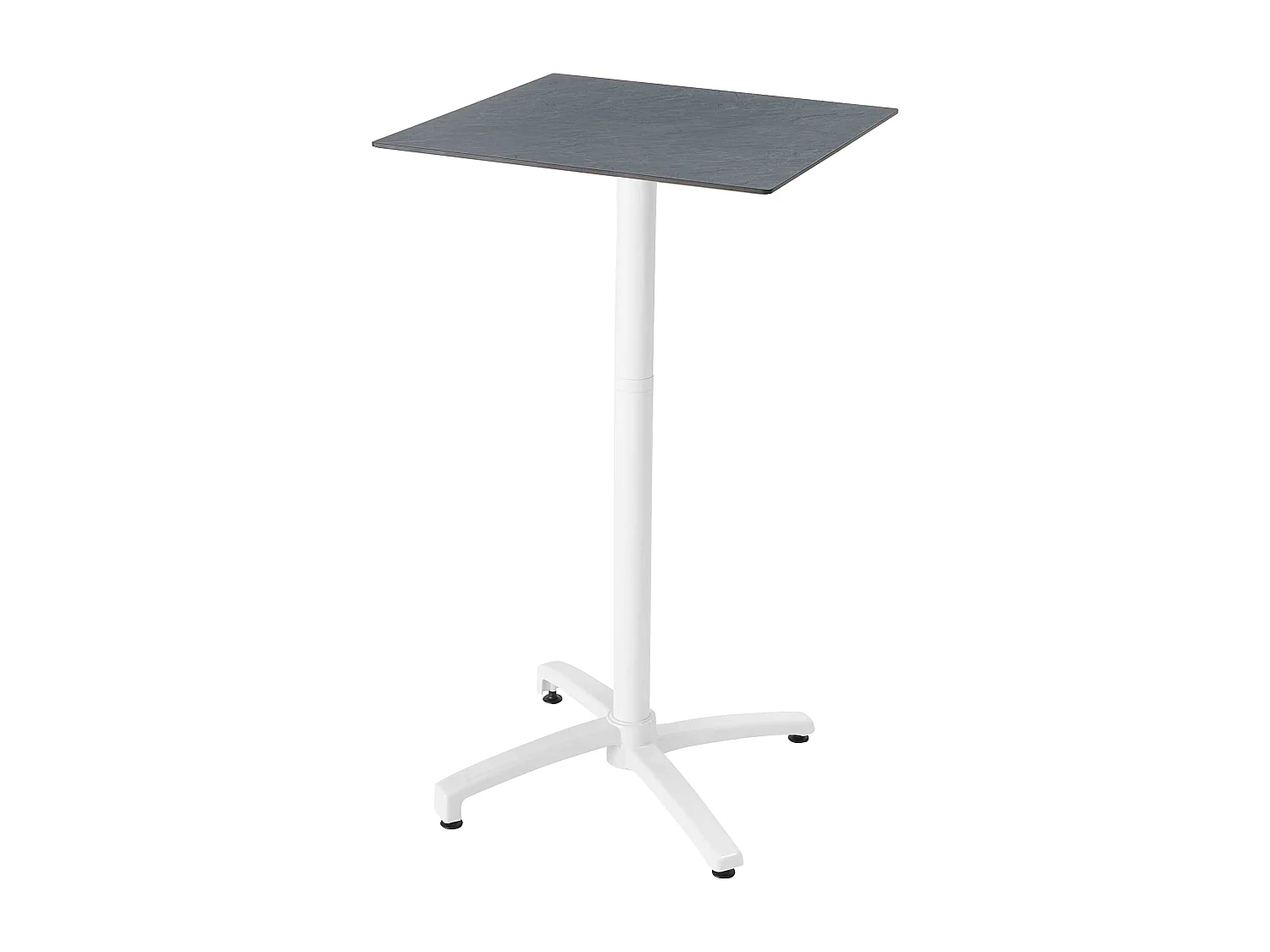 Ensemble table haute stratifié ardoise gris et 2 chaises hautes blanc