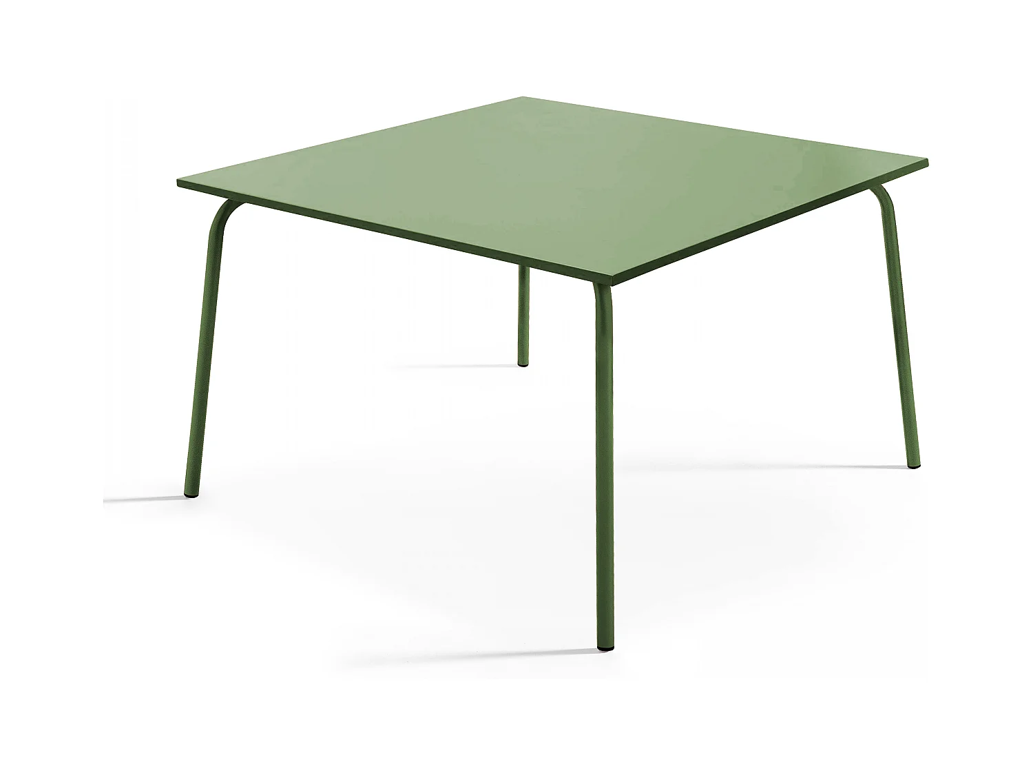 Set van een vierkante tuin tafel en 8 fauteuils in cactusgroen metaal
