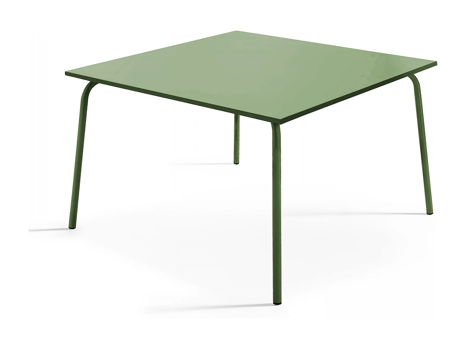 Set van een vierkante tuin tafel en 8 fauteuils in cactusgroen metaal