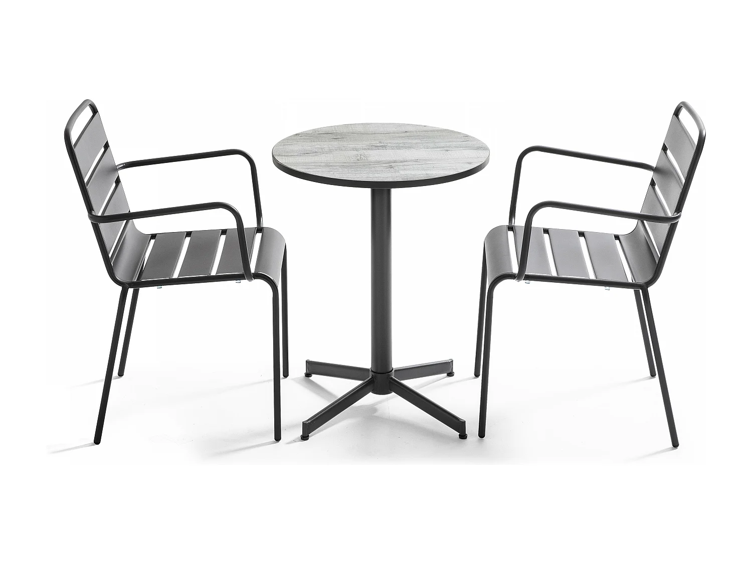 Ensemble table de jardin en acier et céramique avec 2 fauteuils - Tivoli