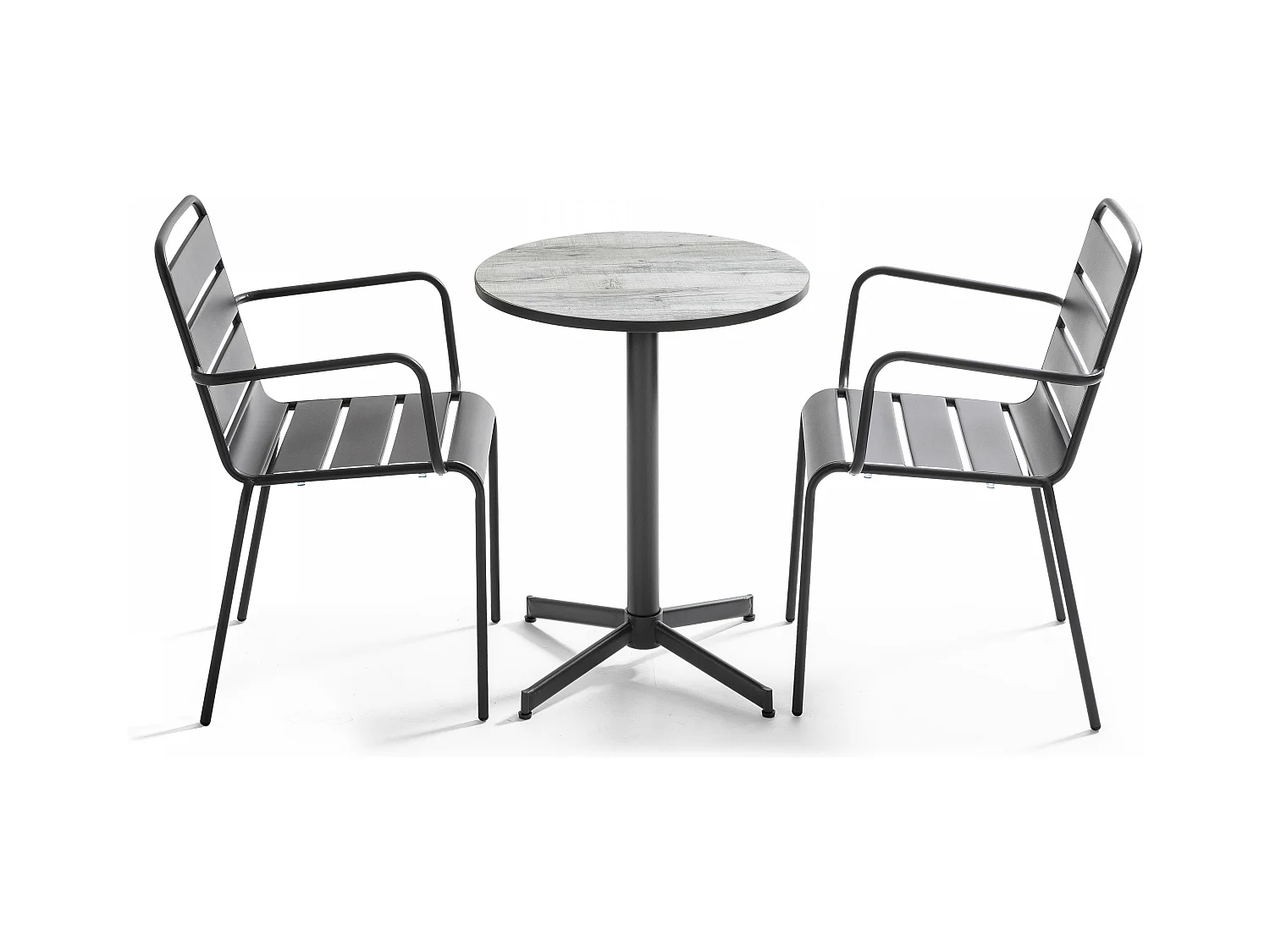 Ensemble table de jardin en acier et céramique avec 2 fauteuils - Tivoli